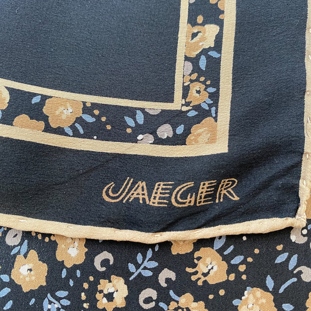 Black and Brown Jaeger Floral Silk Scarf