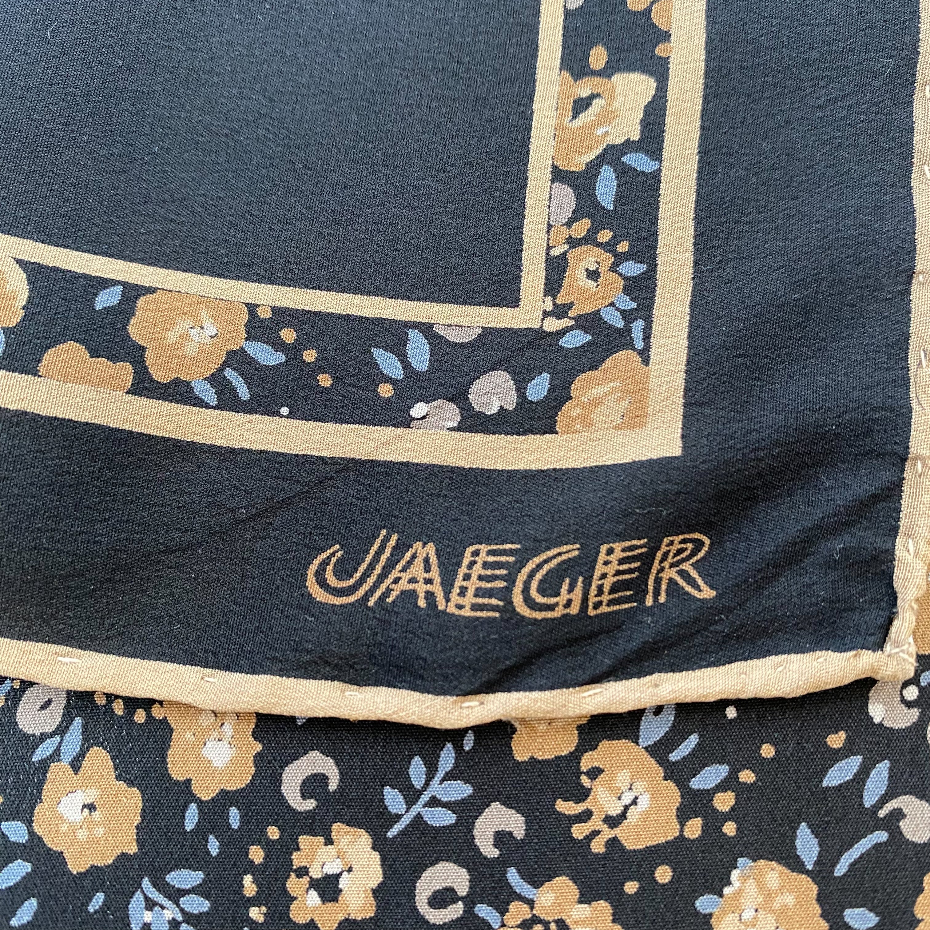 Black and Brown Jaeger Floral Silk Scarf