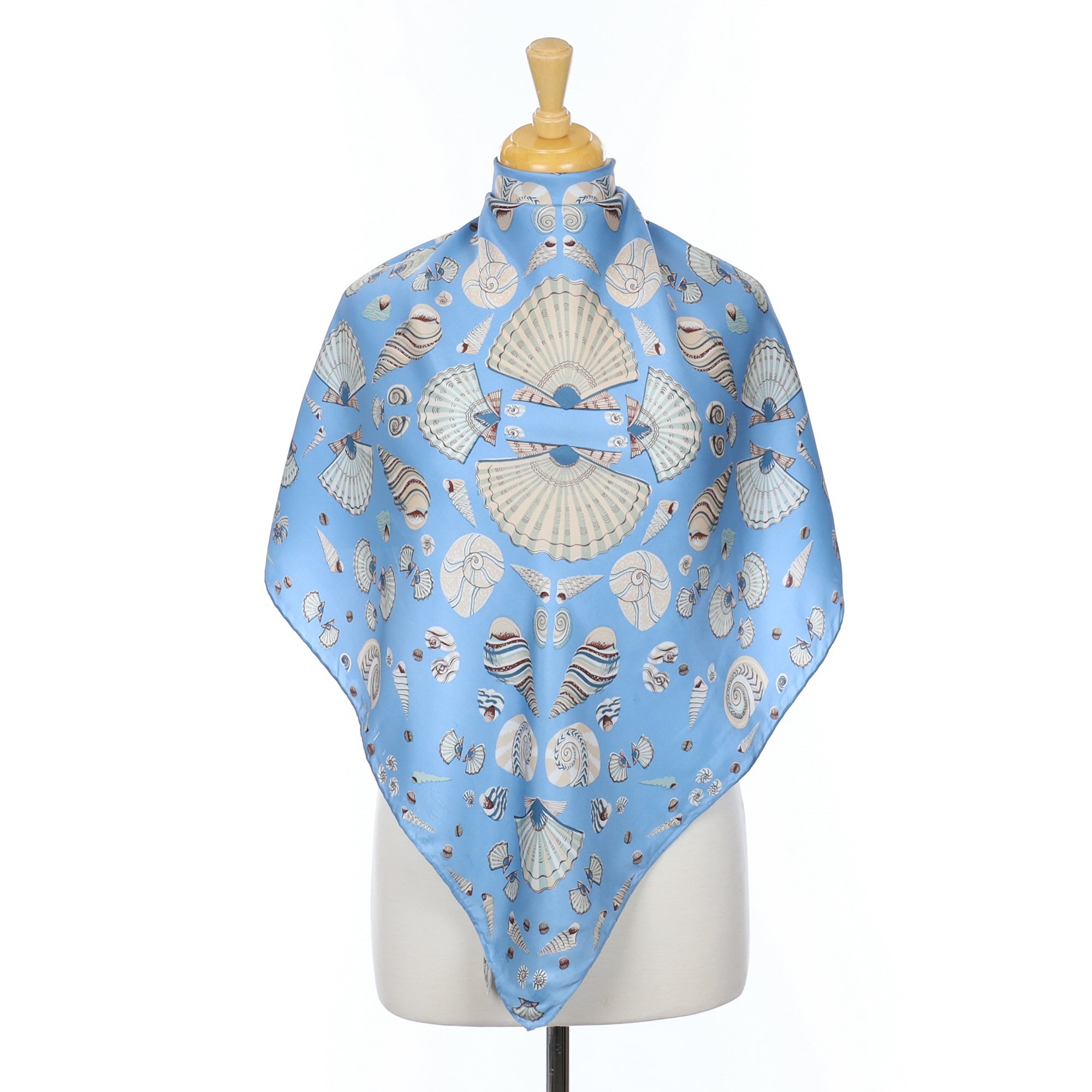 Beckford Blue Seashell Vintage Silk Scarf