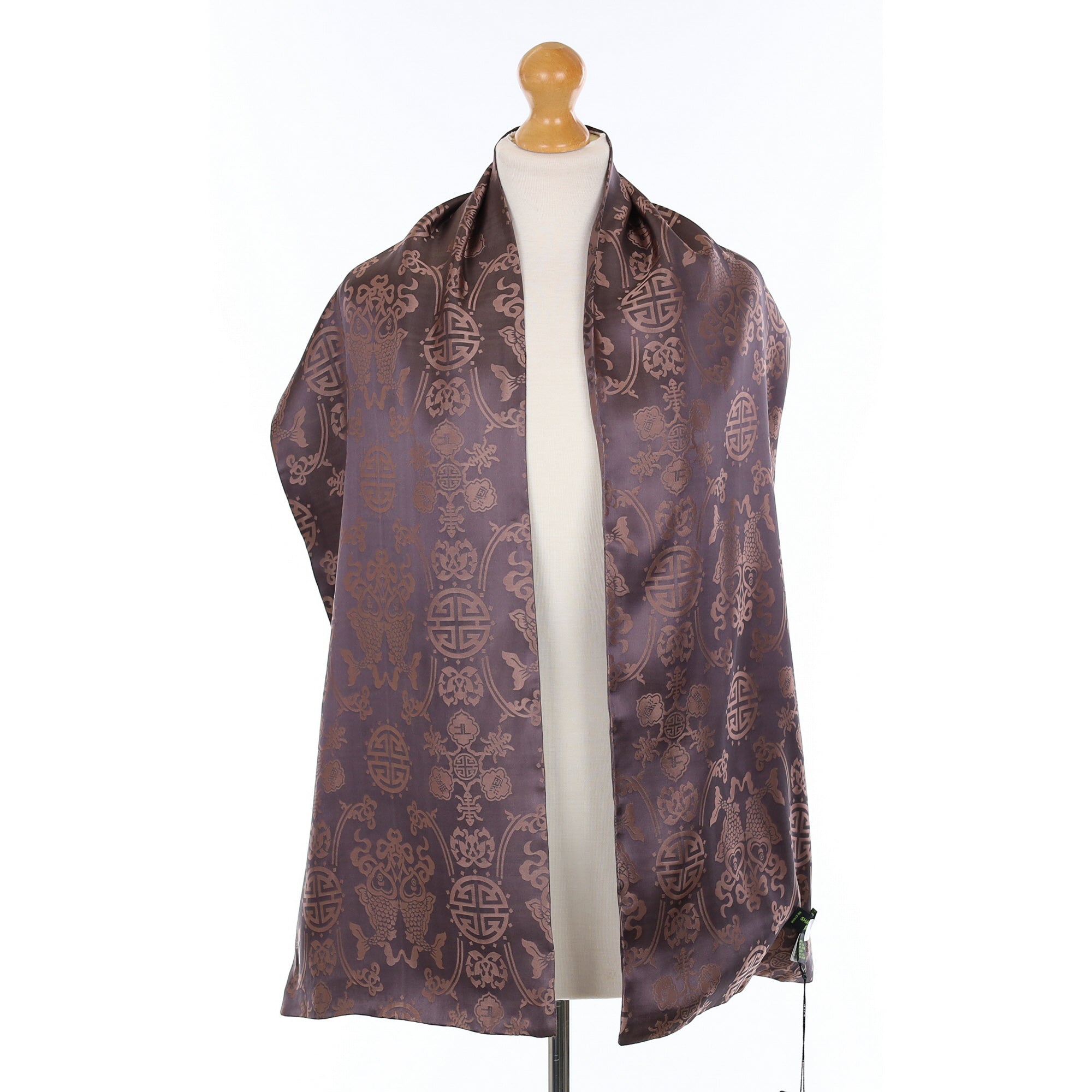 Brand New Shanghai Tang Brown Patterned Silk Scarf