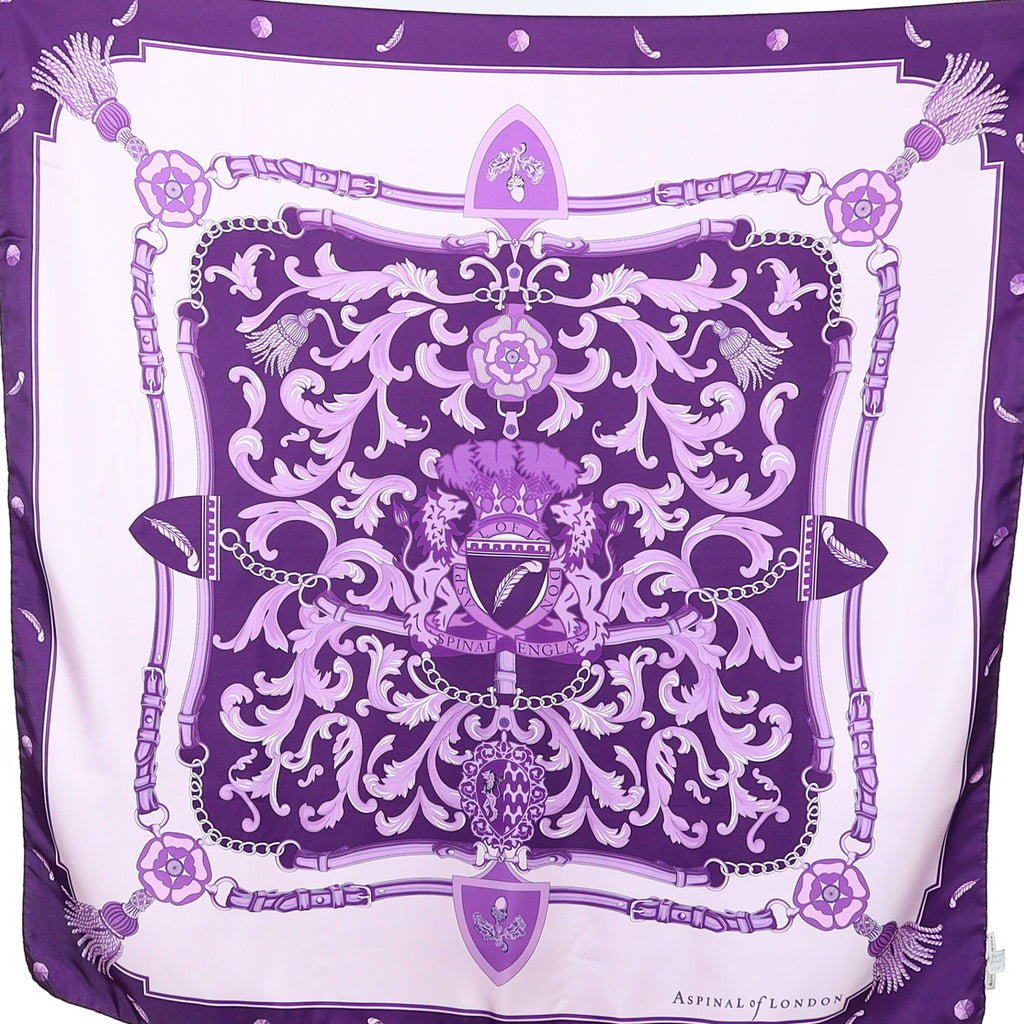 Brand New Aspinal Traditional Purple Silk Scarf