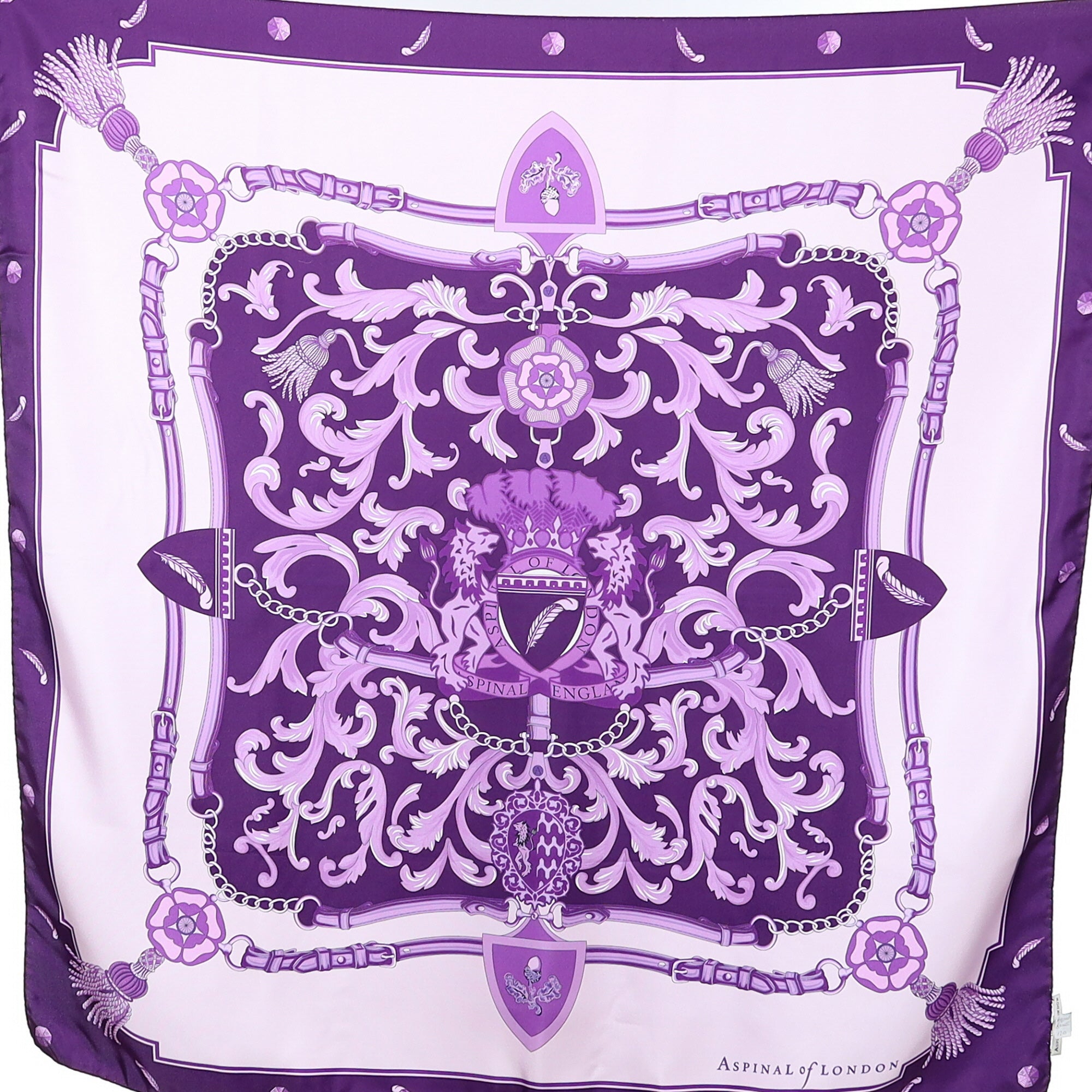 Brand New Aspinal Traditional Purple Silk Scarf