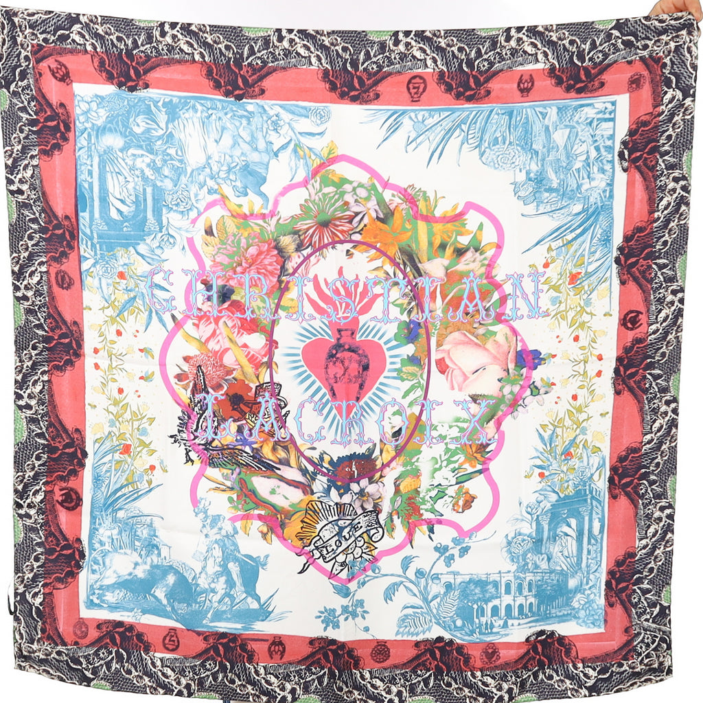 Christian Lacroix Colourful Abstract Silk Scarf