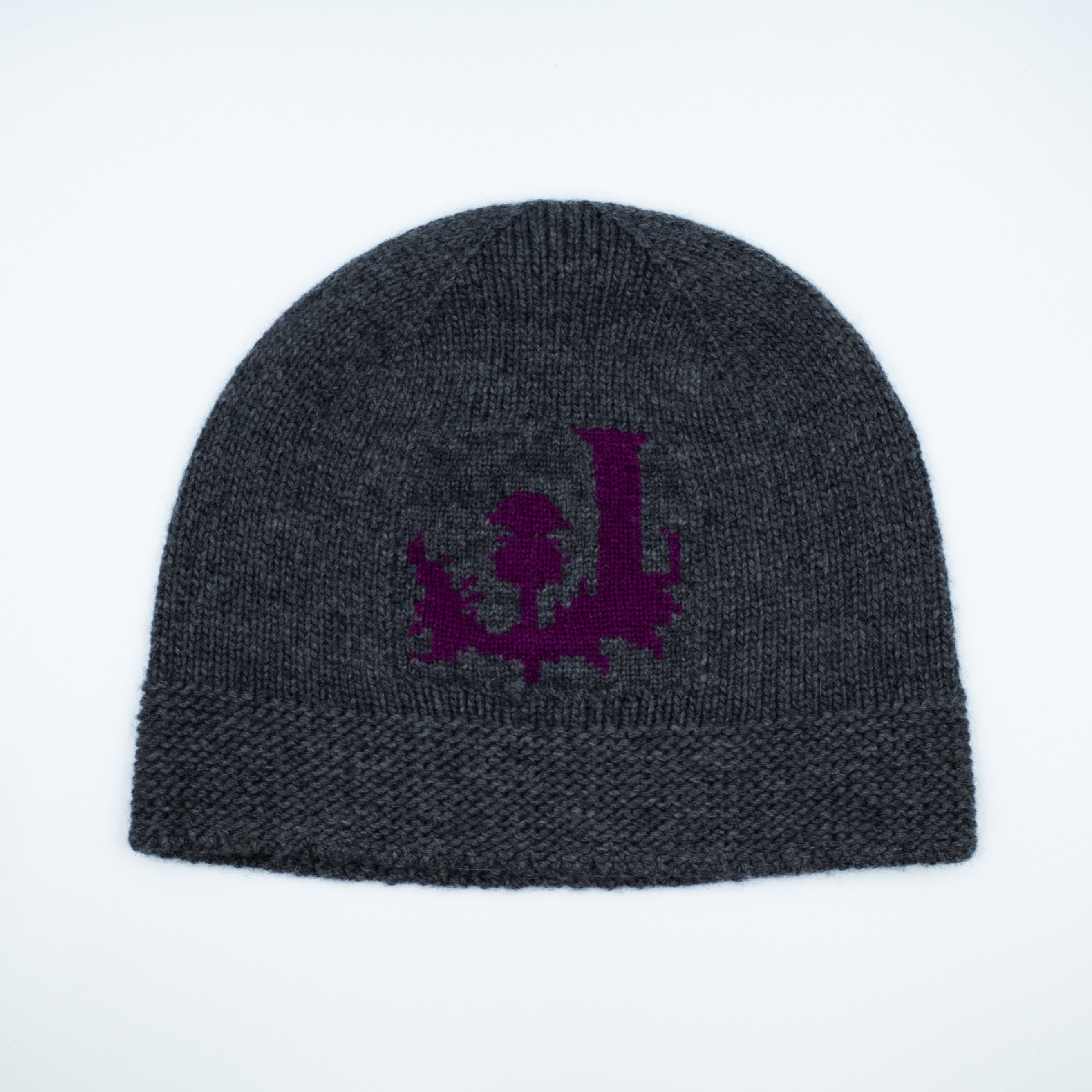 New Scottish Slate Grey Motif Beanie Hat One Size