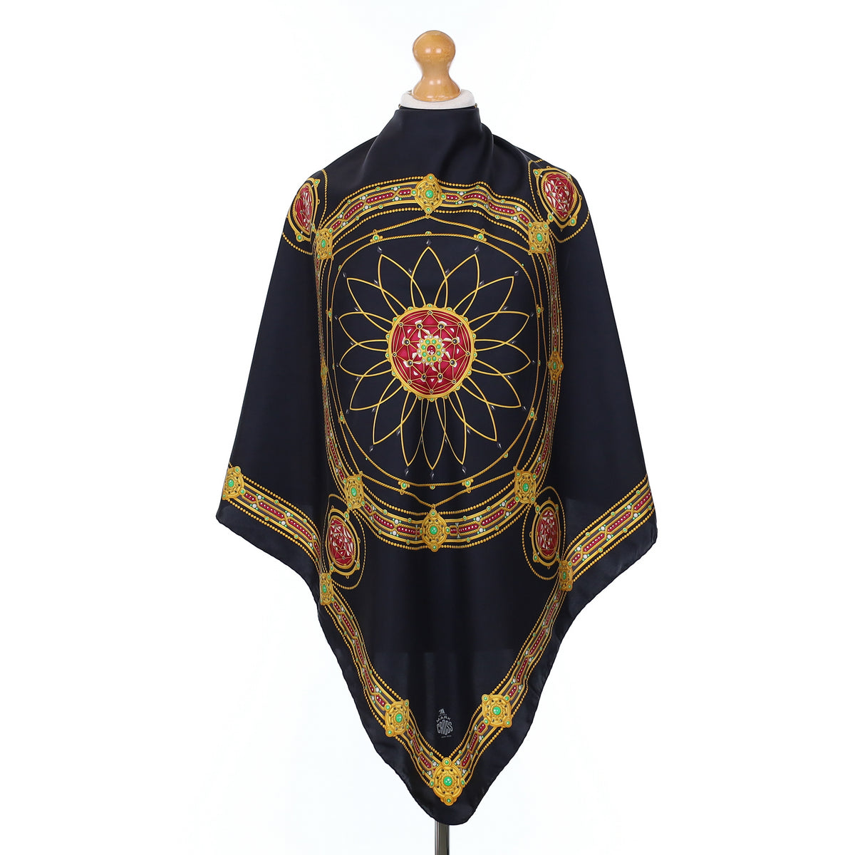 Gold Jewelled Design Silk Scarf