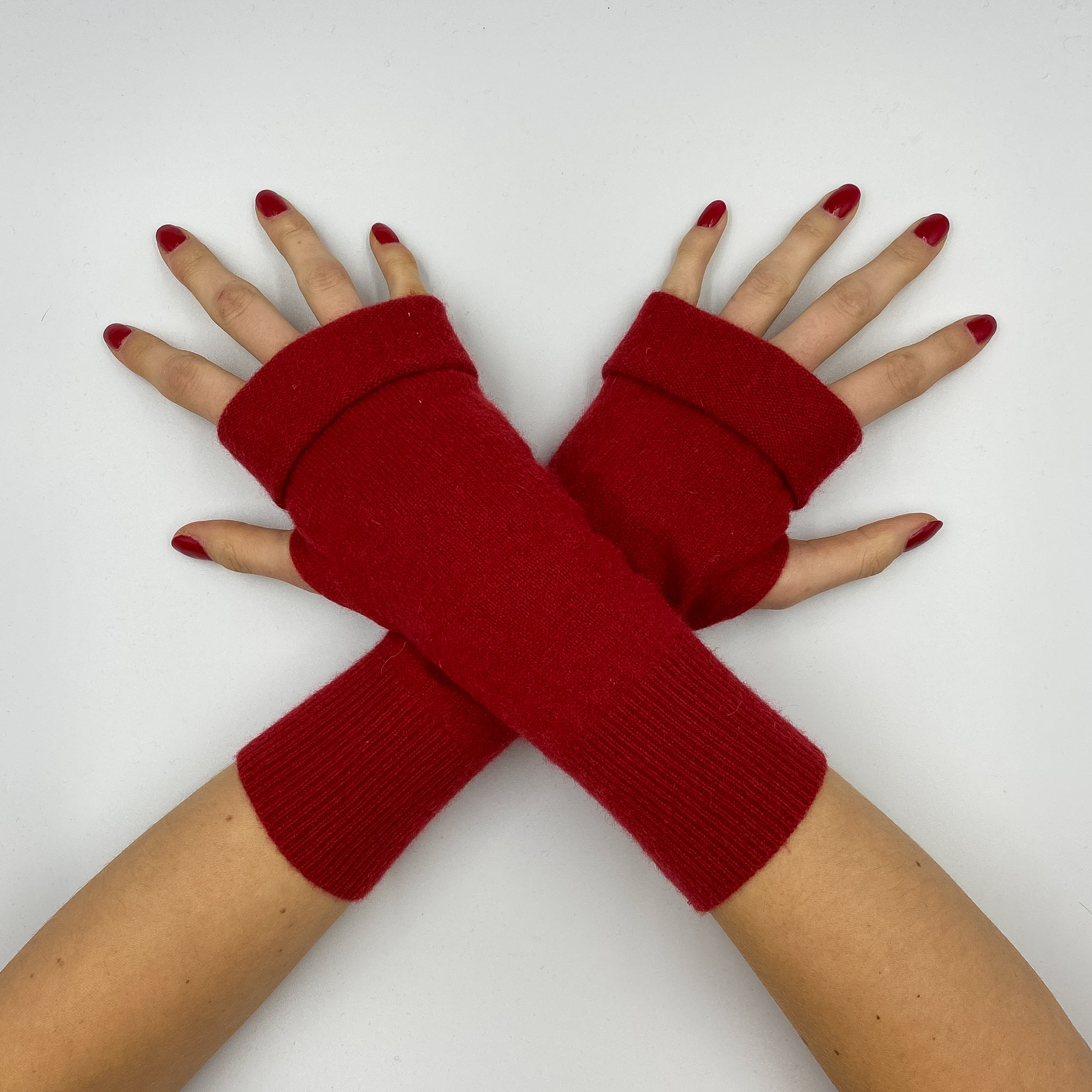 Crimson Red Fingerless Gloves