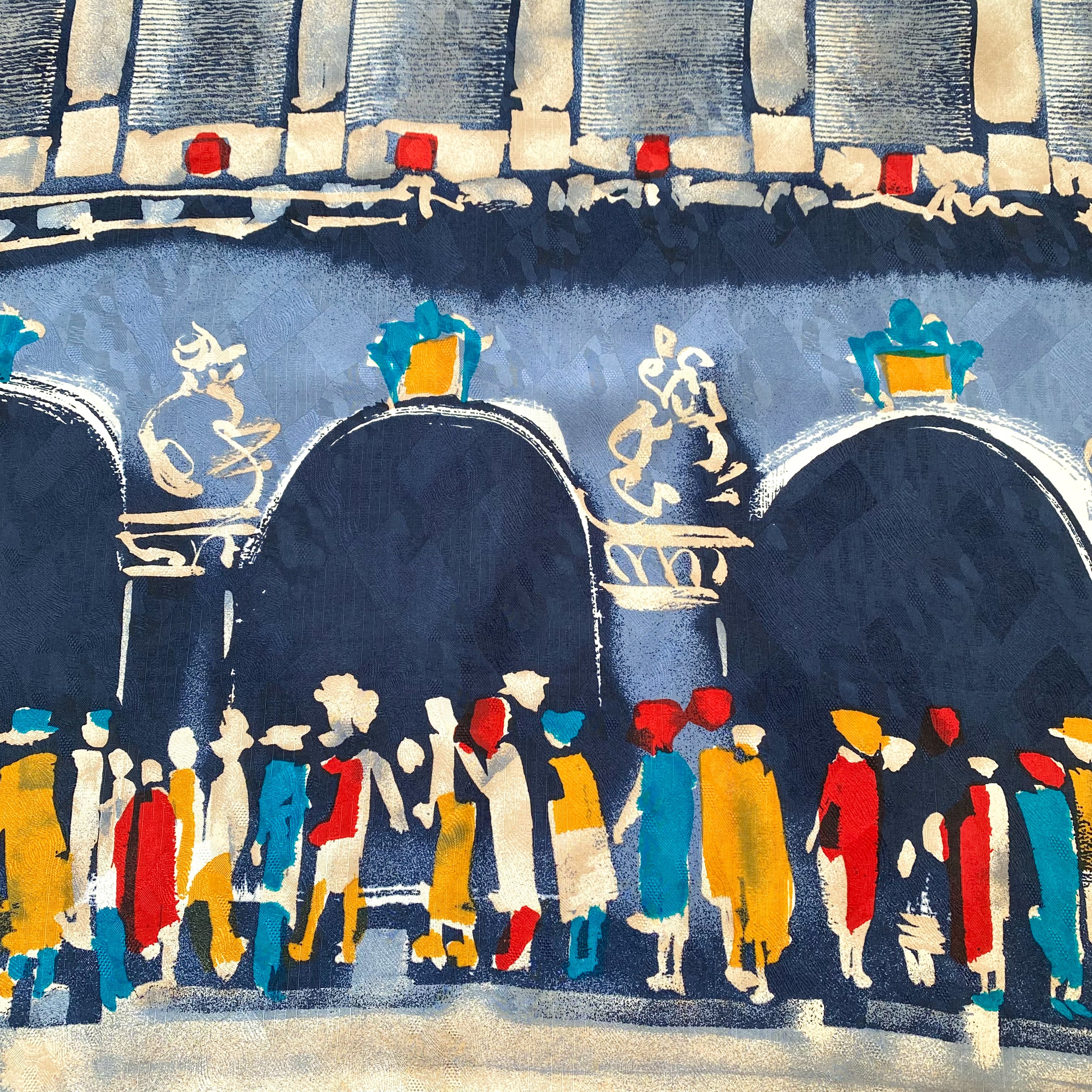 Town Square Scene Italian Silk Scarf