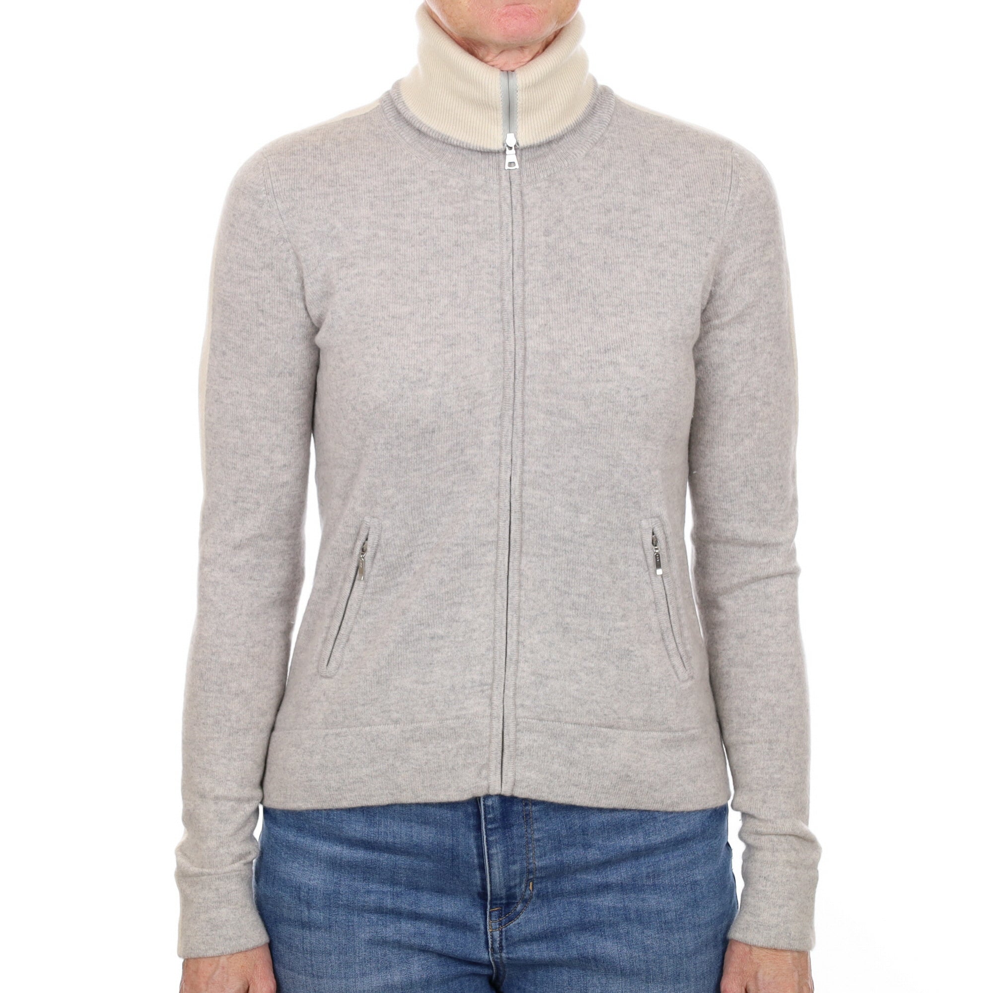 Smoke Grey Cashmere Zip Up Jumper Small