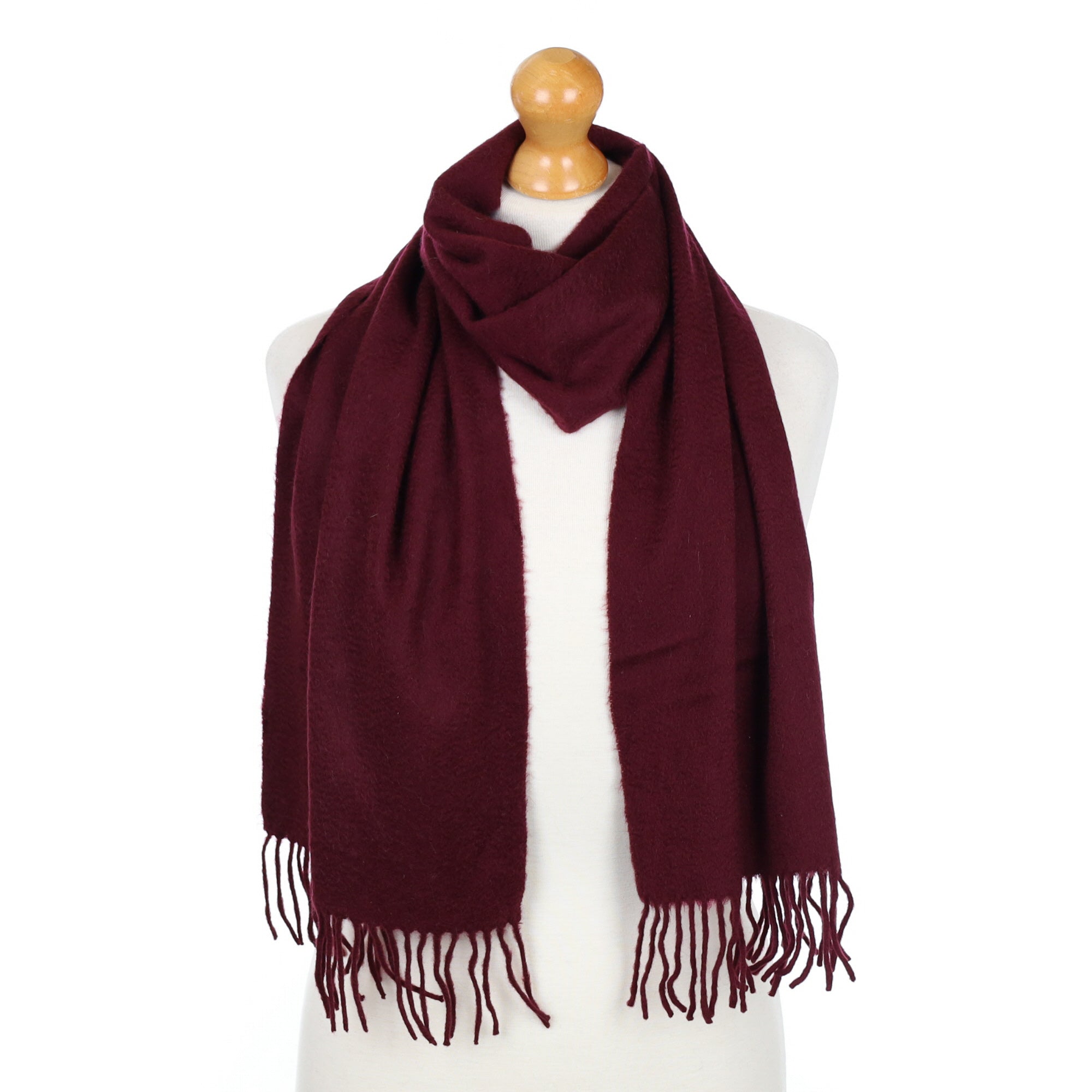 Mulberry Purple Fringed Cashmere Woven Scarf