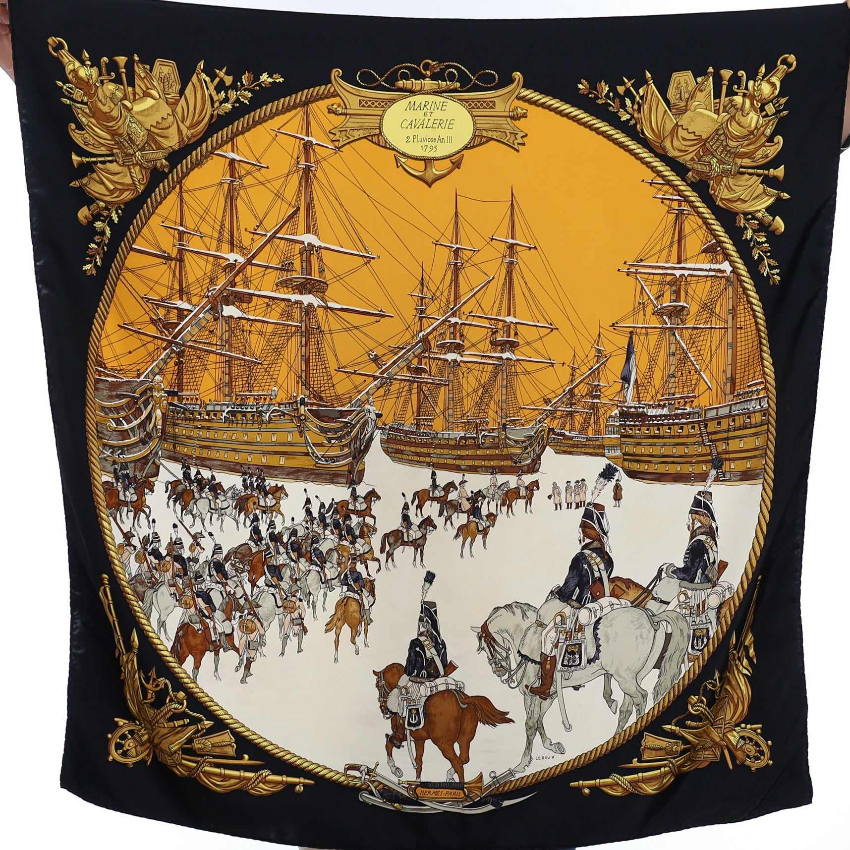 Hermès Marine et Cavalerie Silk Scarf