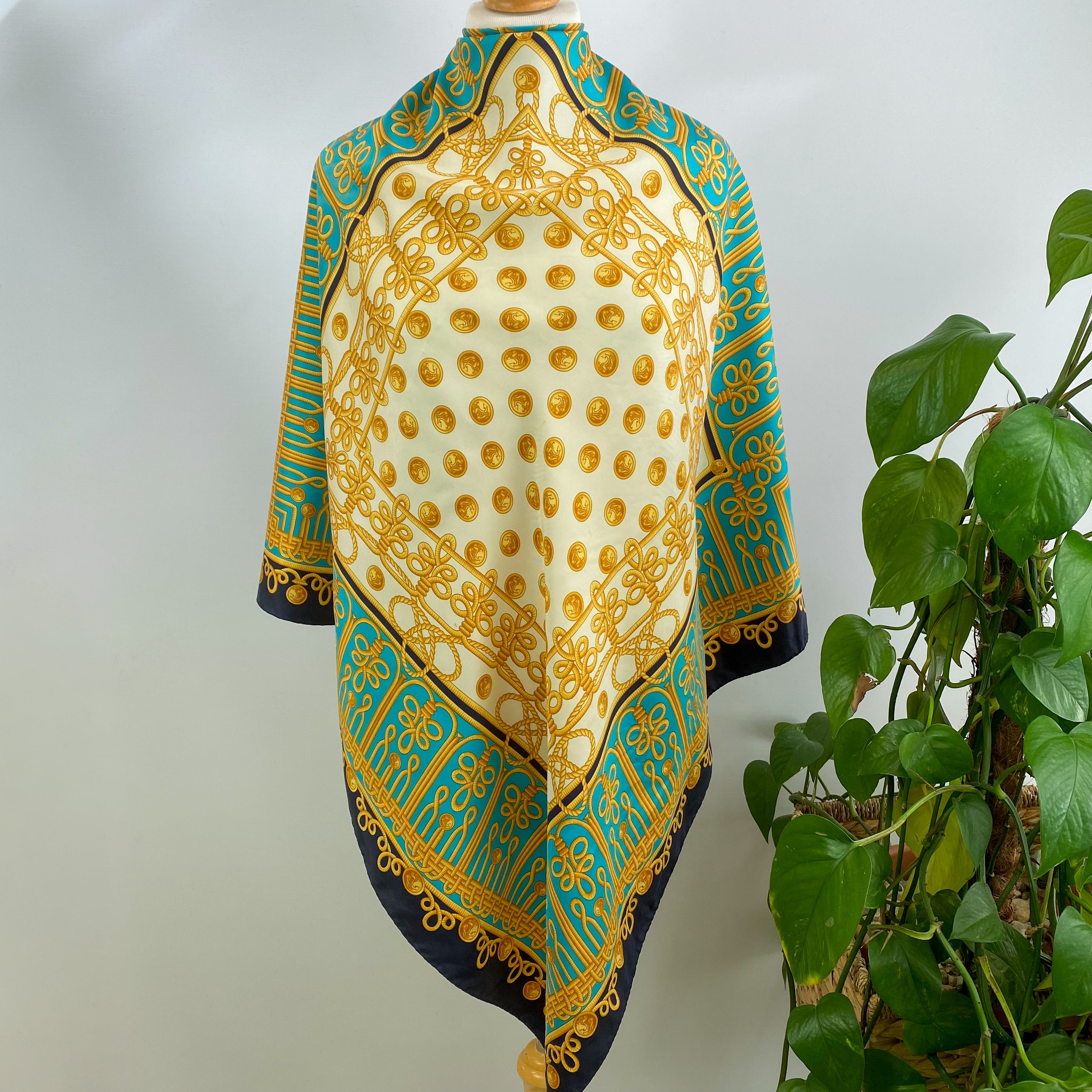 80’s Gold Rope Pattern Silk Scarf