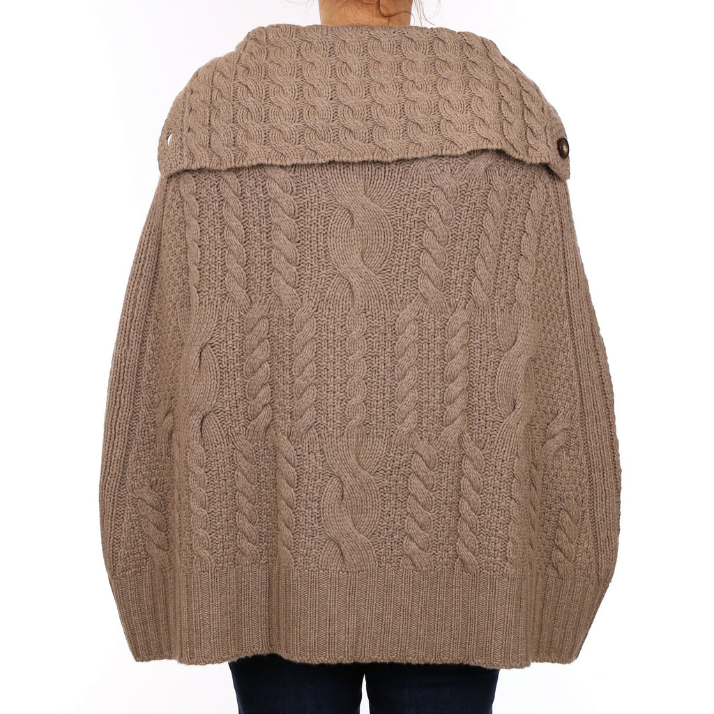 Brand New Scottish Hawico Taupe Luxury Chunky Cashmere Cape One Size
