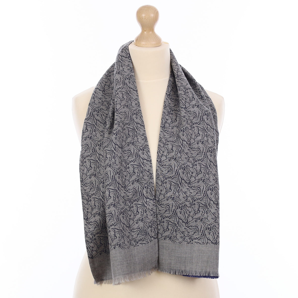 Pristine Boxed Hermès Whispering Horses Cashmere Blend Scarf