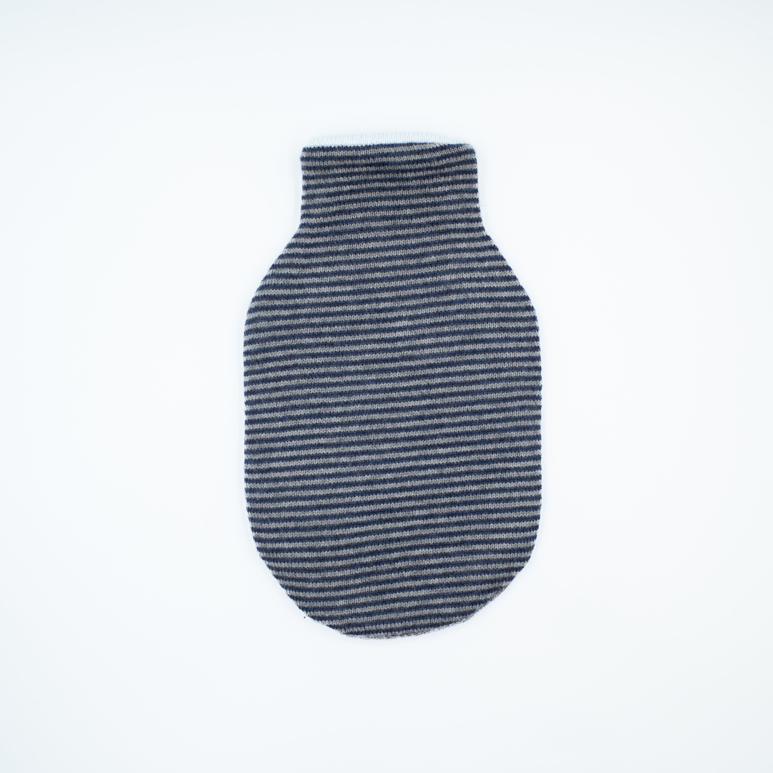 Blue and Grey Striped Cashmere Small Hot Water Bottle