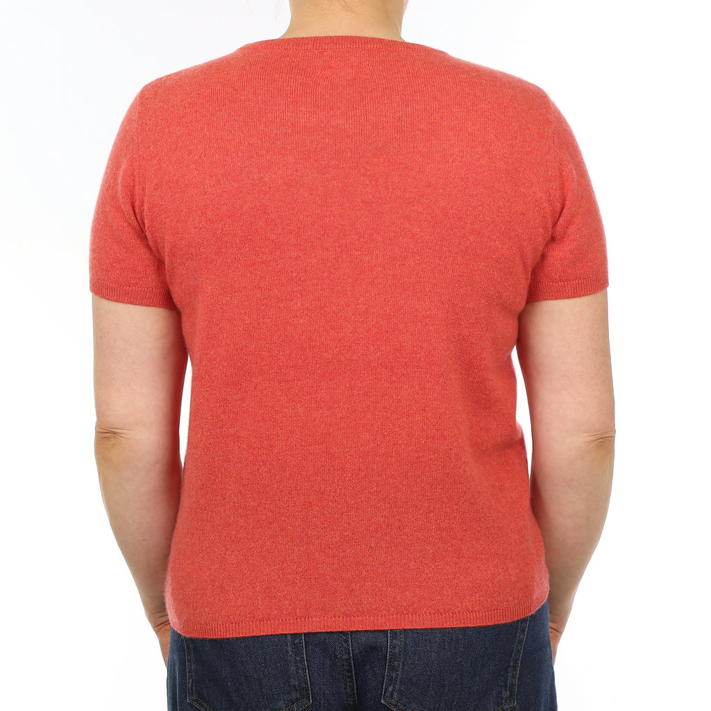 Brand New Watermelon Orange Cashmere Crew Neck T-Shirt Medium UK 12-14