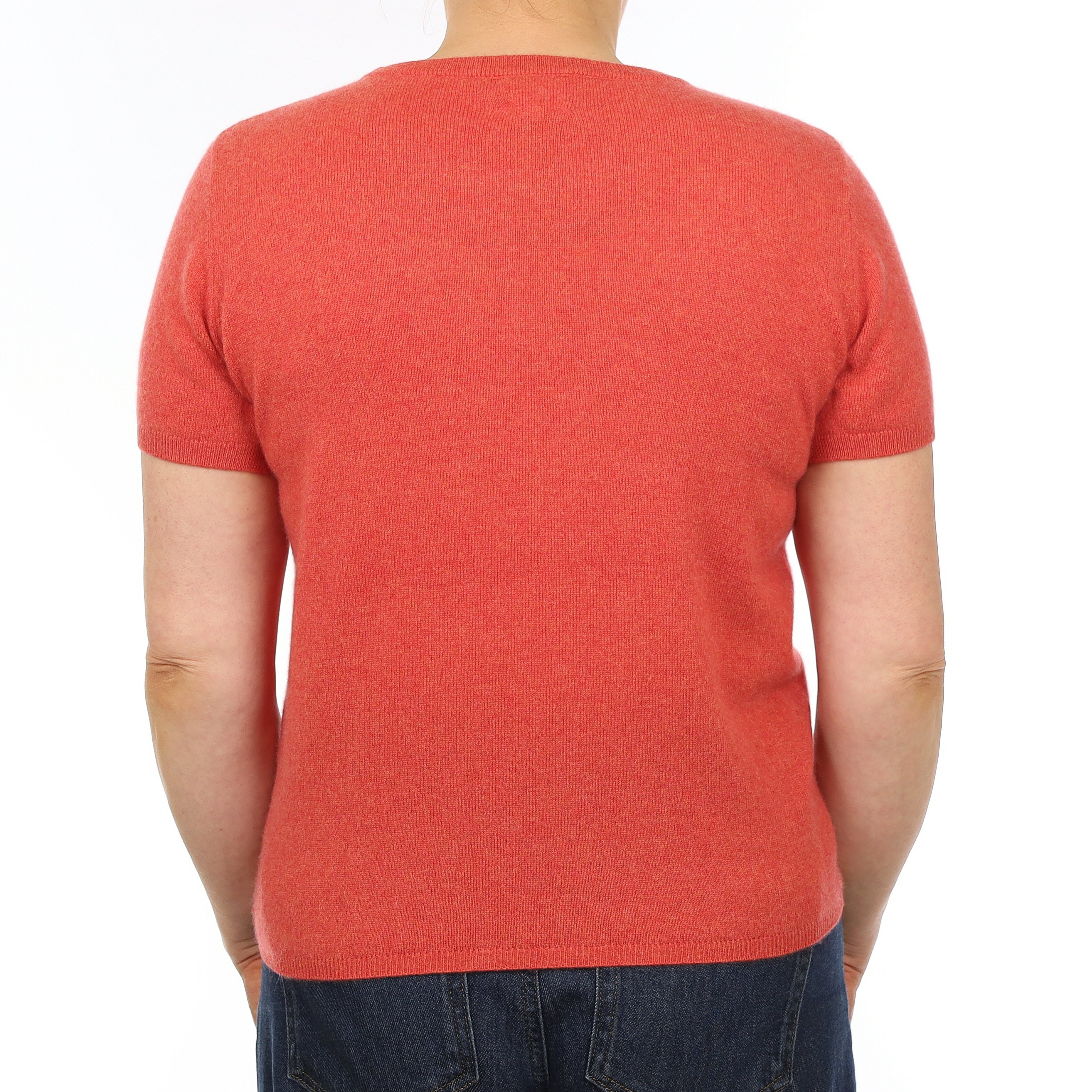 Brand New Watermelon Orange Cashmere Crew Neck T-Shirt Medium UK 12-14