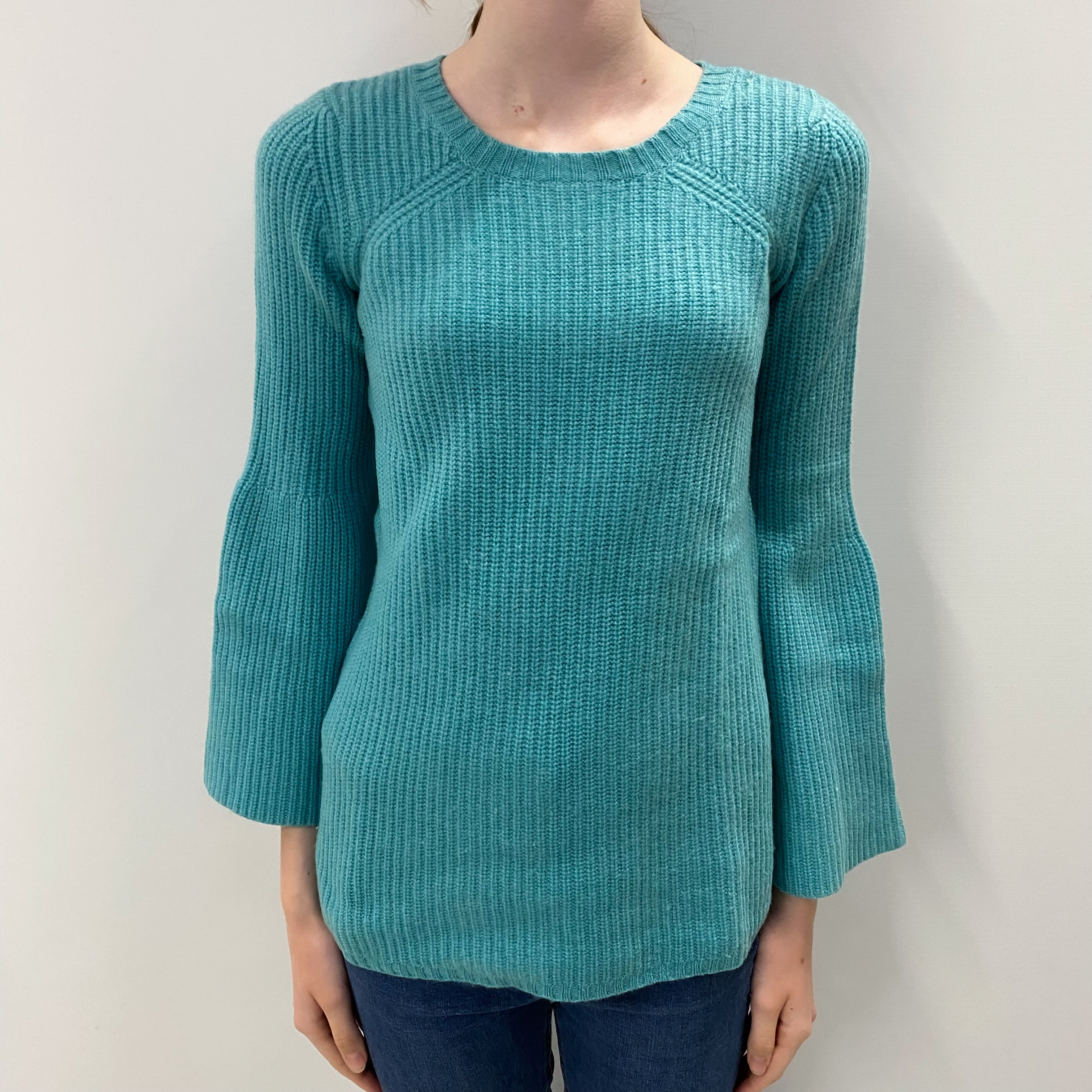 Aqua Green Cashmere Crew Neck Jumper Extra Small