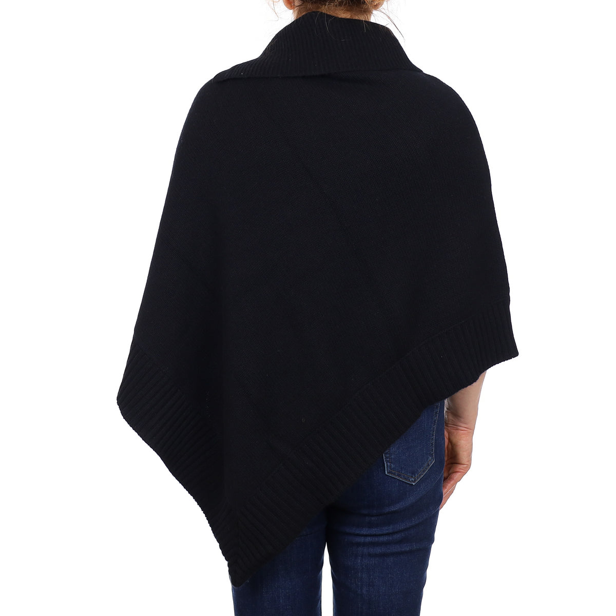 Brand New Scottish Hawico Black Luxury Chunky Cashmere Poncho