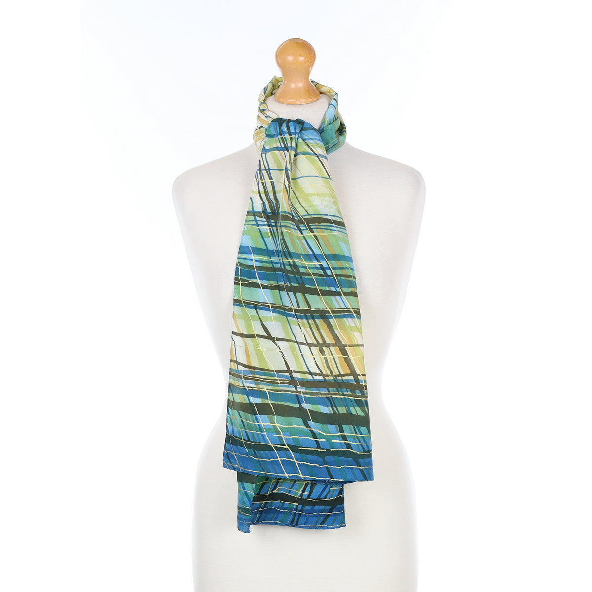 Brand New Blue Striped Silk Scarf