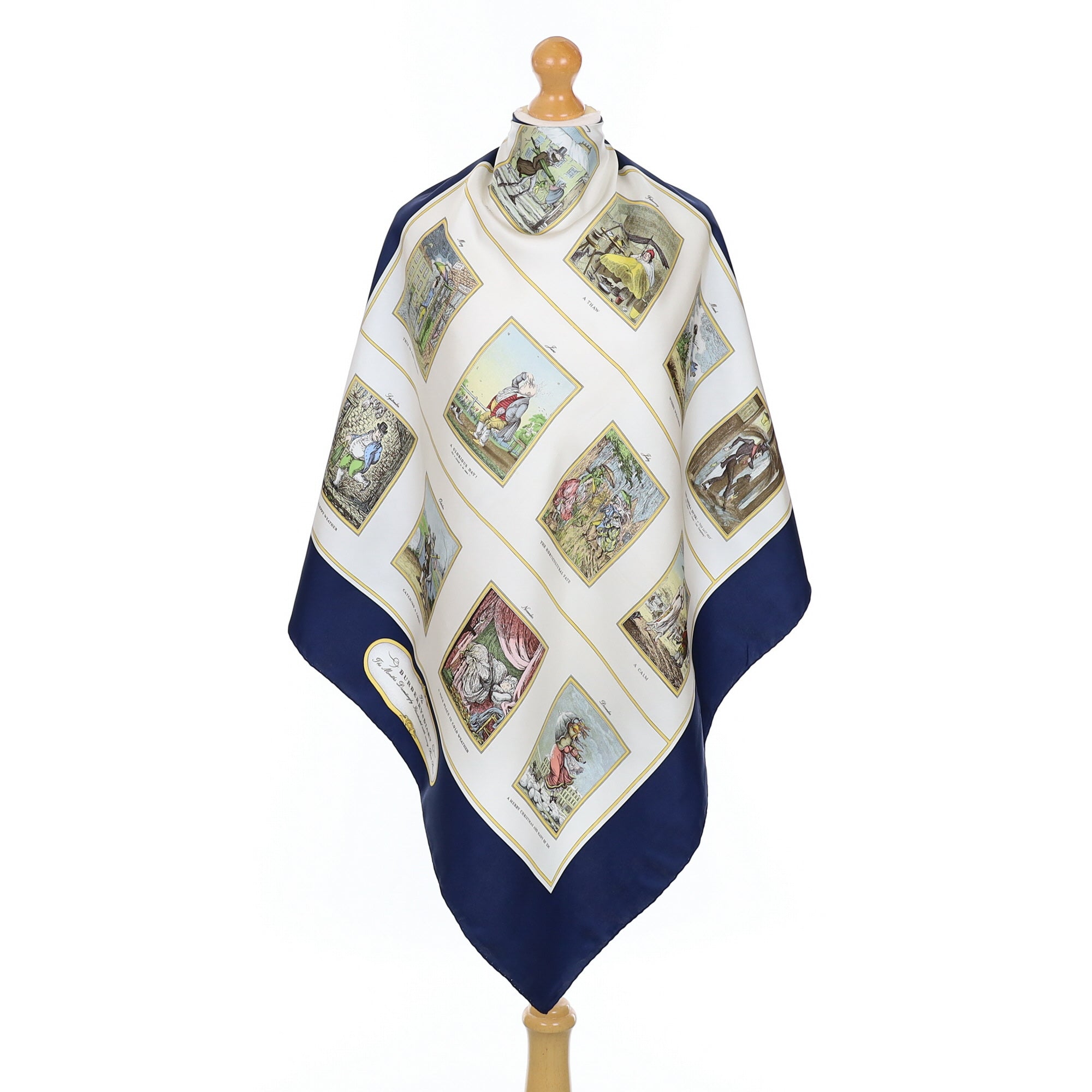 Burberrys’ Vintage Weather Illustration Silk Scarf