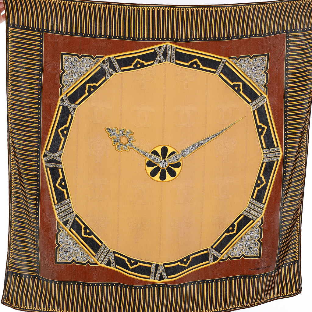 Must de Cartier Clock Face Vintage Silk Scarf
