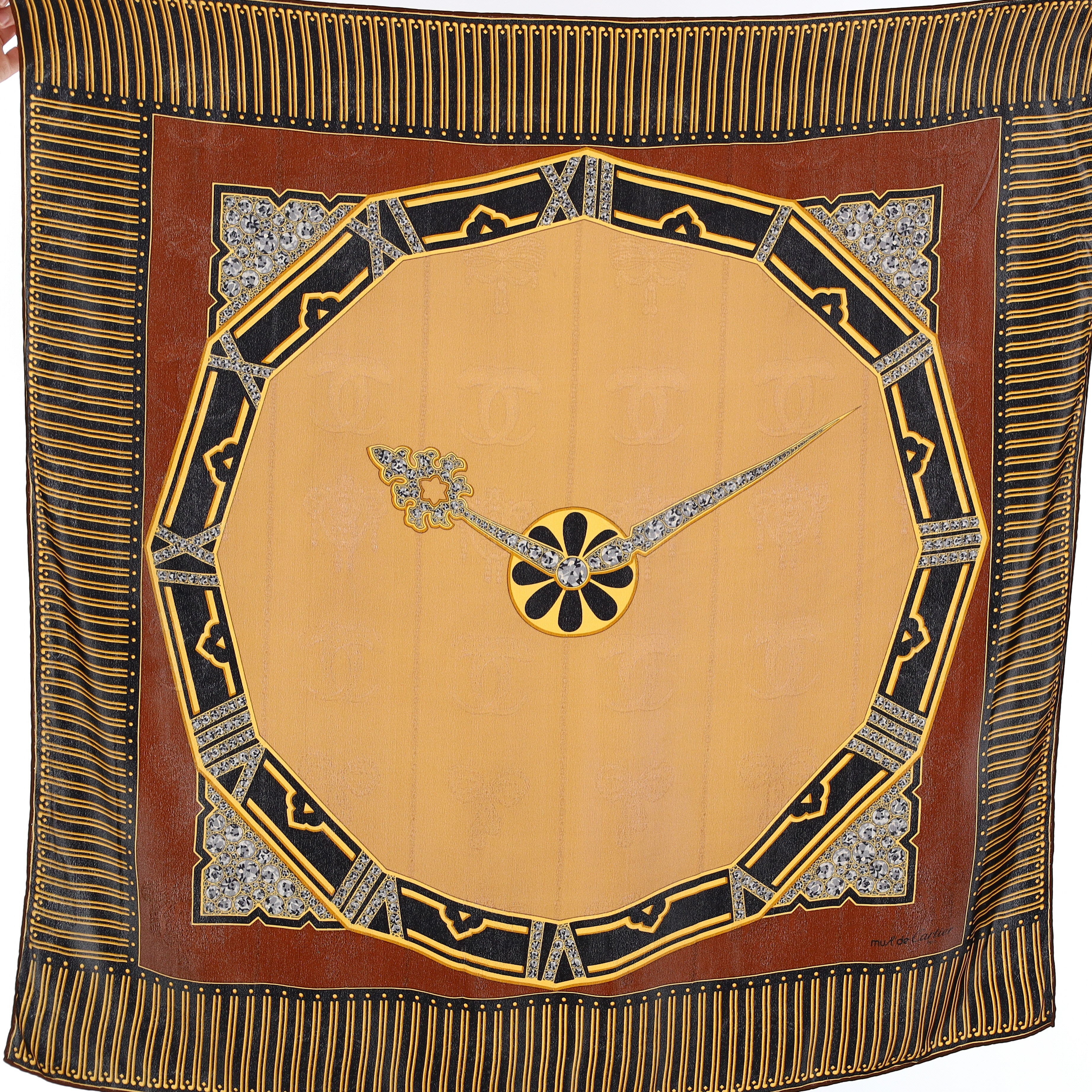 Must de Cartier Clock Face Vintage Silk Scarf