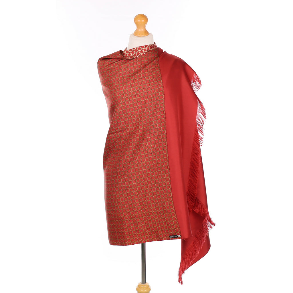 Hermès Deep Red Chain Link Patterned Silk Scarf