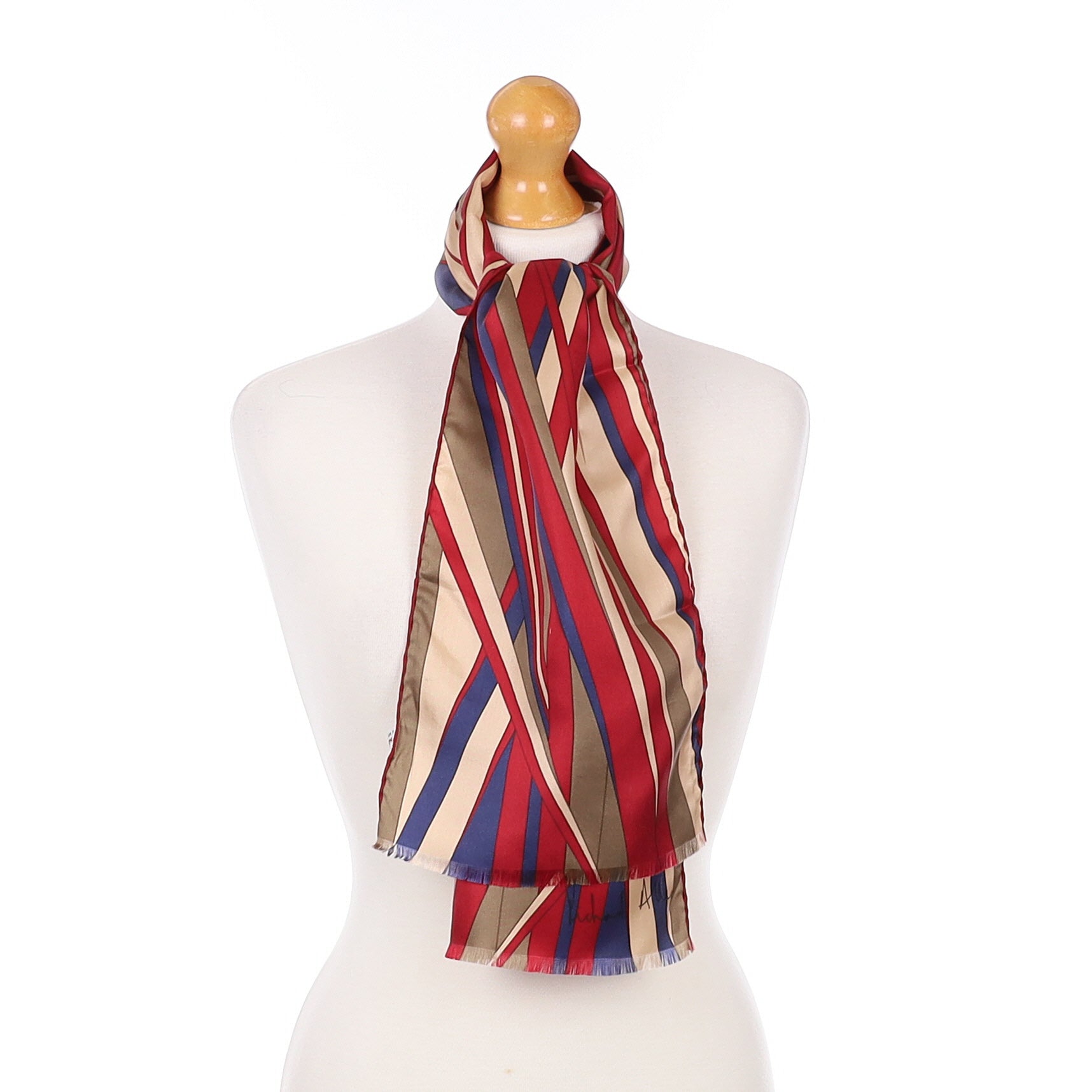 1970’s Richard Allan Red Stripe Silk Scarf
