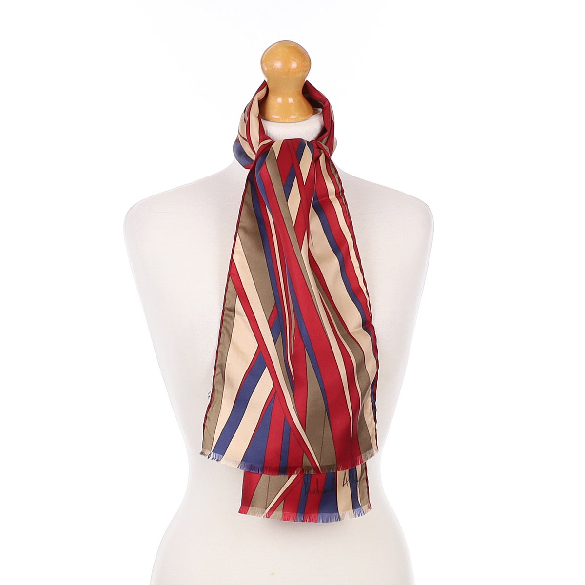 1970’s Richard Allan Red Stripe Silk Scarf