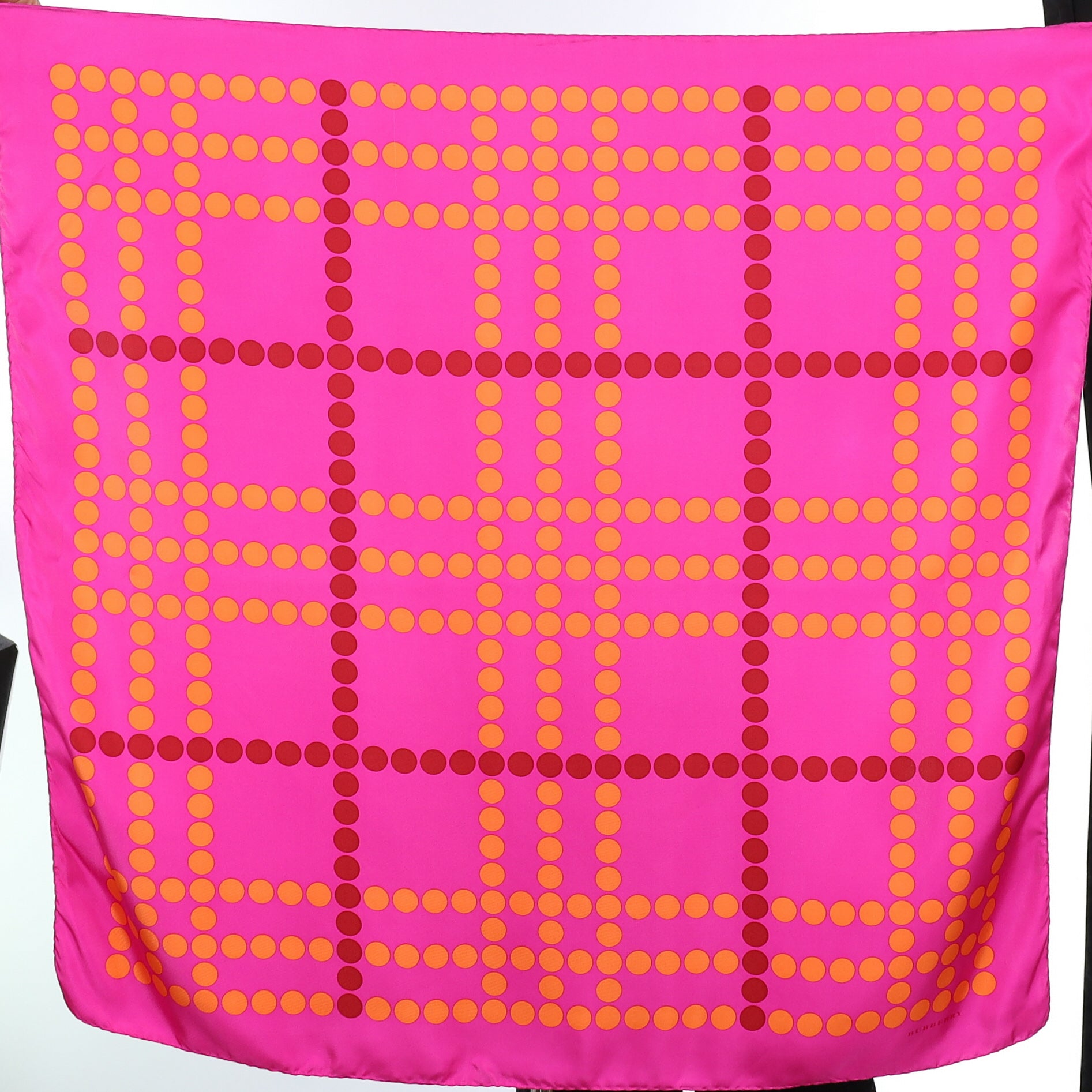 Burberry Pink Spotted Design Vintage Silk Scarf