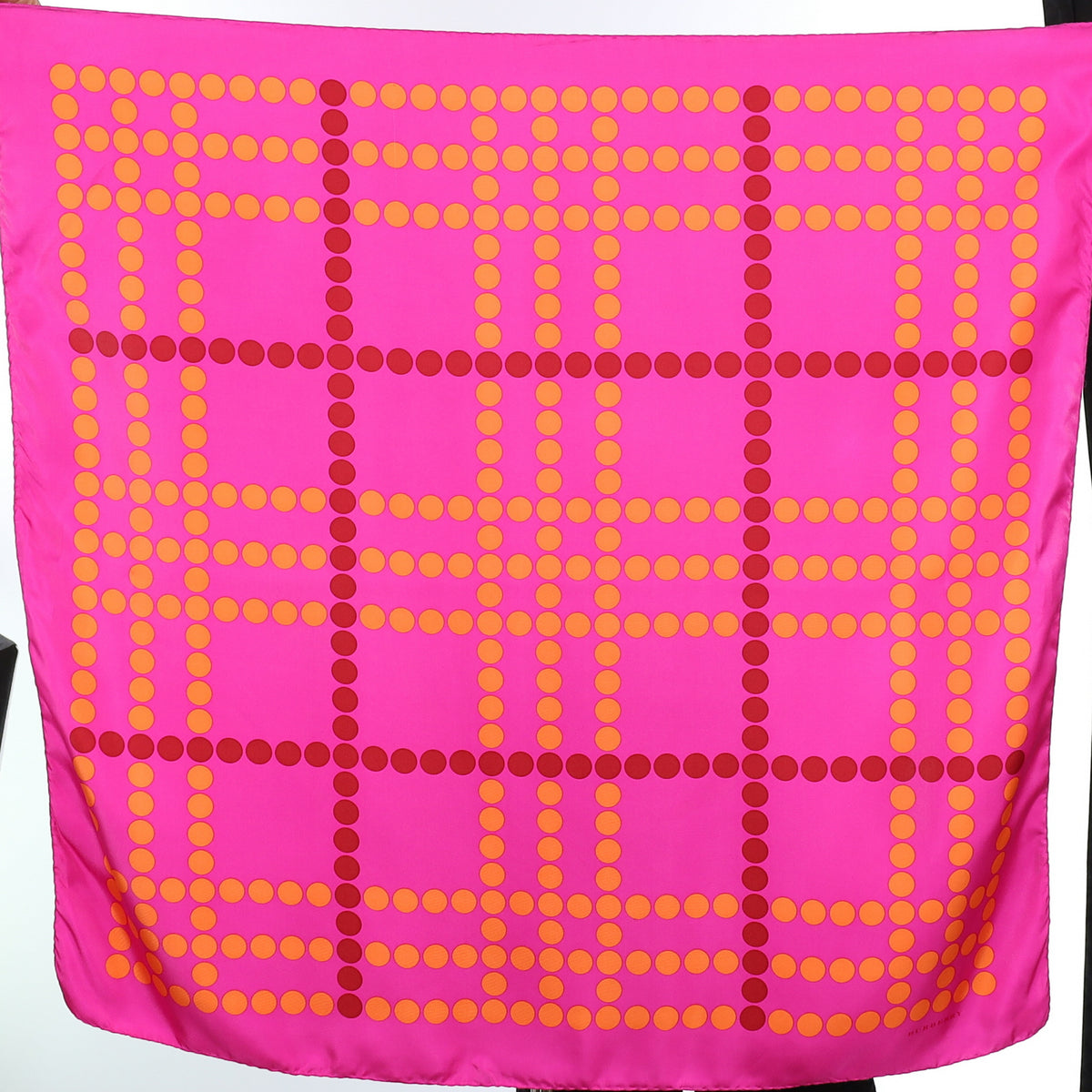 Burberry Pink Spotted Design Vintage Silk Scarf
