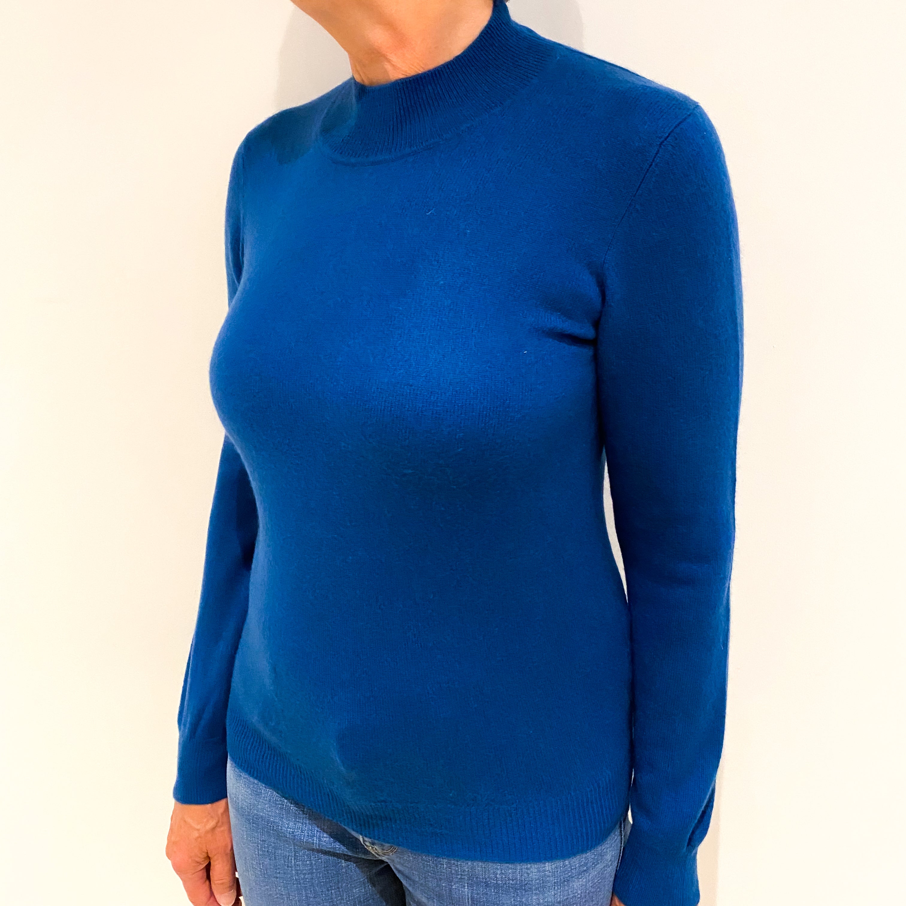 Petrol Blue Cashmere Turtle Neck Jumper Medium