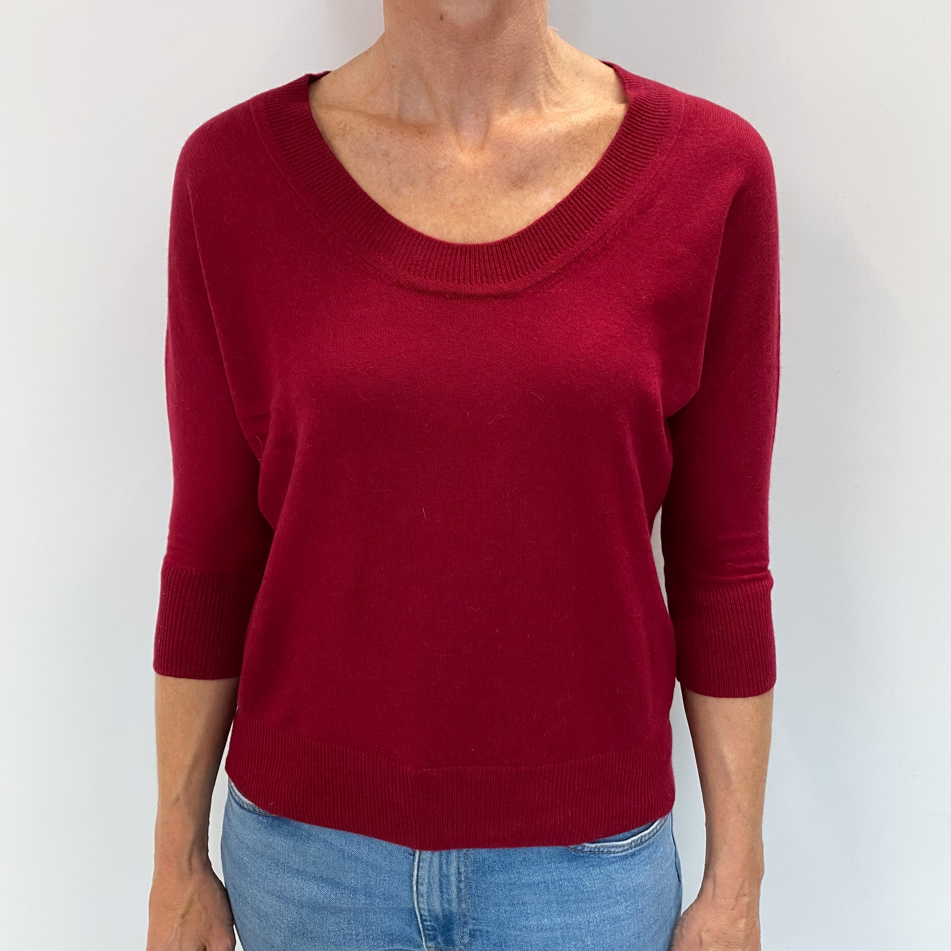 Crimson Red Cashmere Scoop Neck Jumper Small