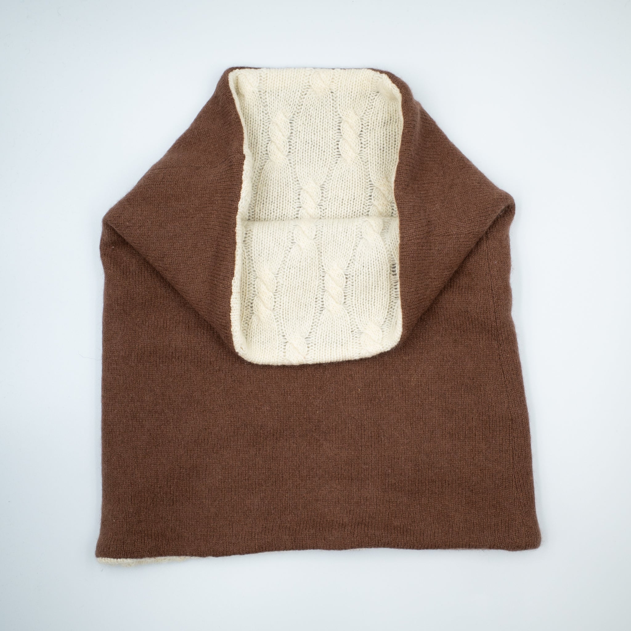 Men’s Ivory Cable and Chocolate Double Layered Snood