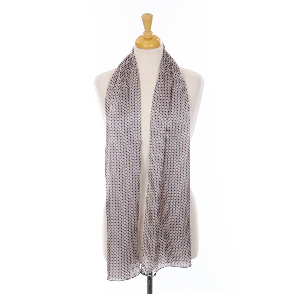 Shanghai Tang Geometric Taupe Silk Scarf