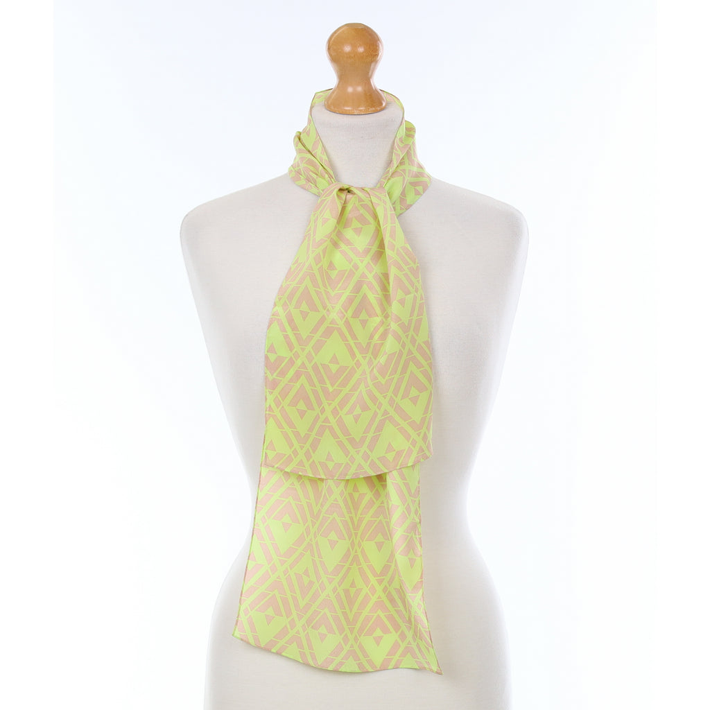 Neon Green Art Deco Silk Scarf