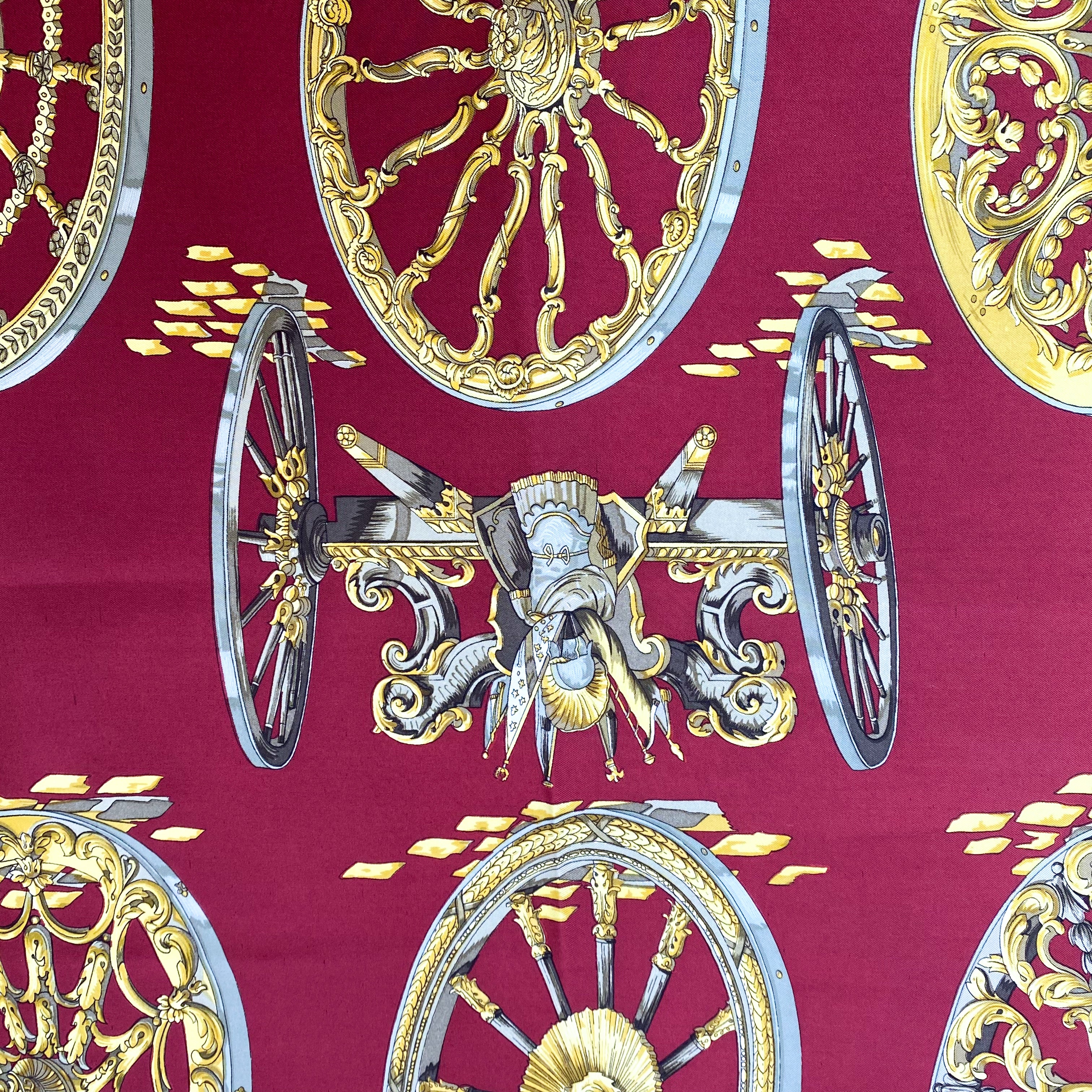 Boxed Hermès Les Roues de Canon Silk Scarf