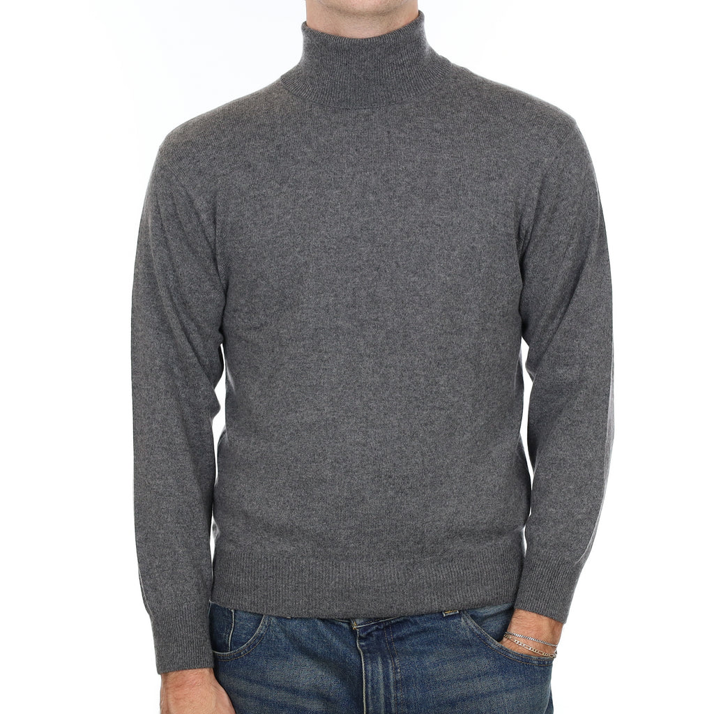 Men’s Slate Grey Cashmere Polo Neck Jumper Medium