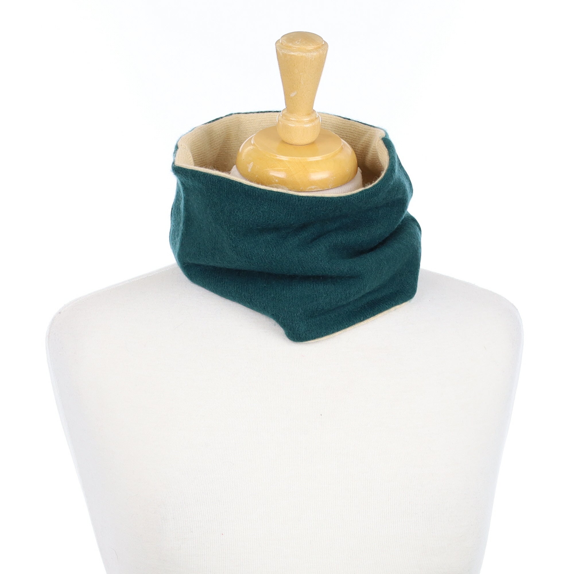 Bottle Green and Beige Neck Warmer