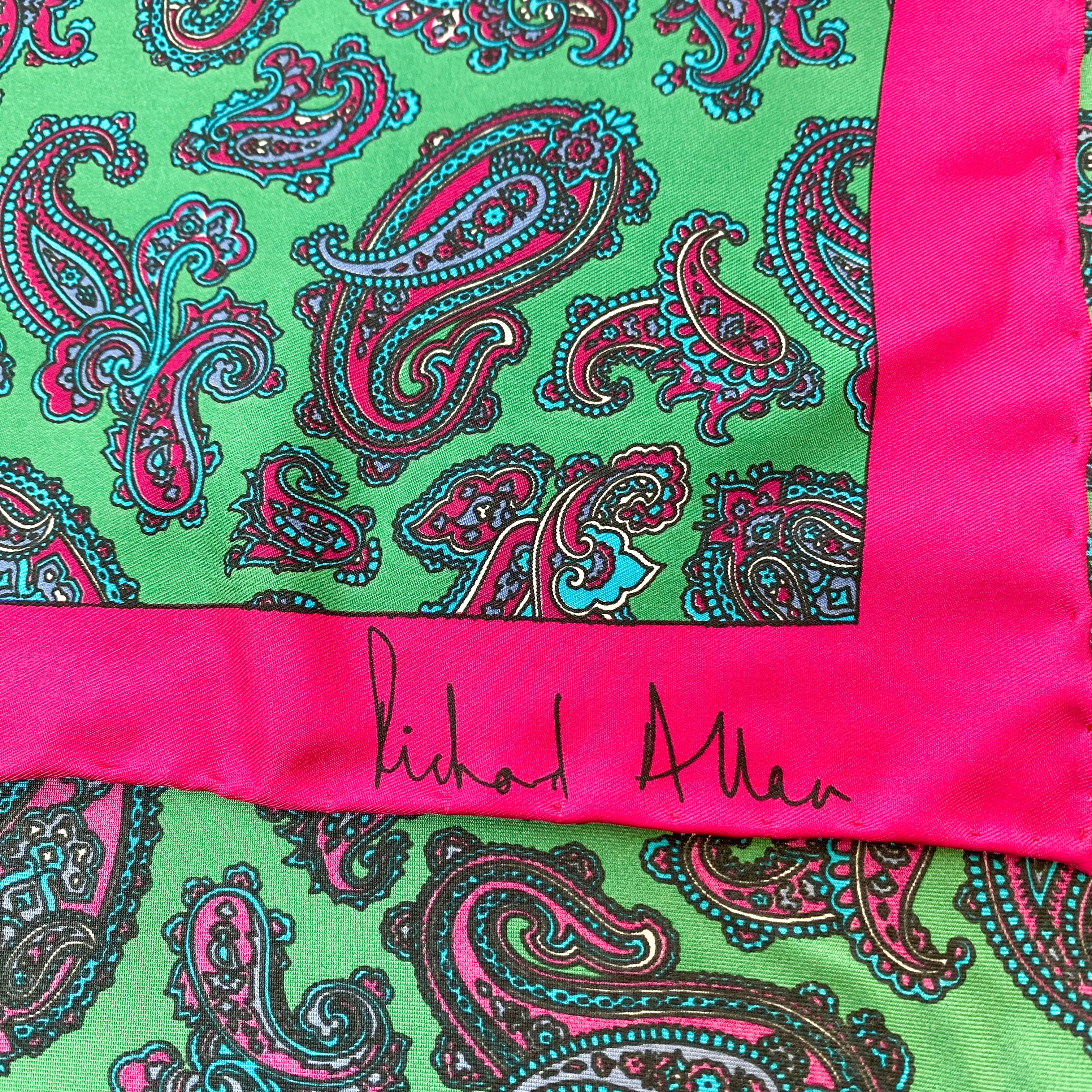 1970s Richard Allan Paisley Vintage Silk Scarf