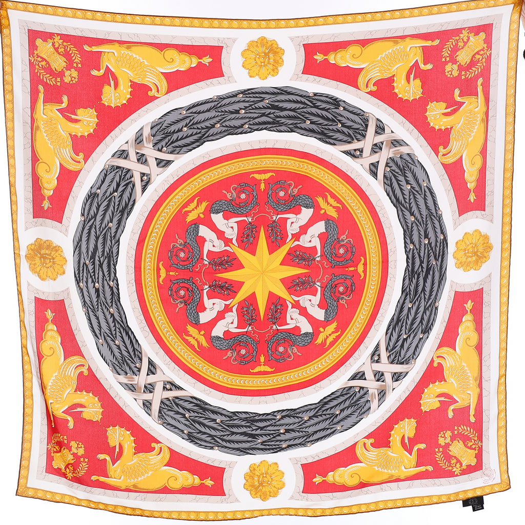 English Eccentrics Red And Gold Baroque Style Silk Scarf