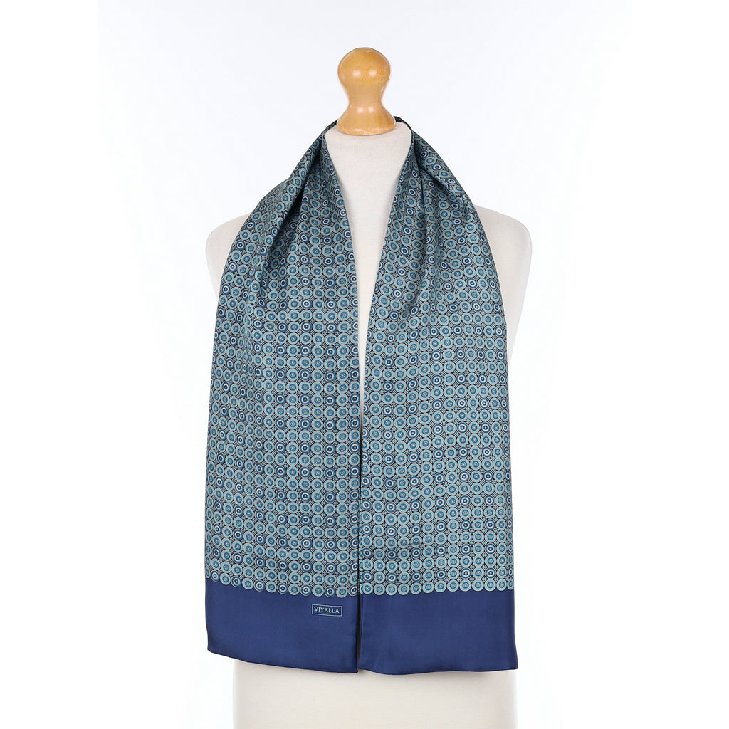 Viyella Blue Patterned Silk Scarf
