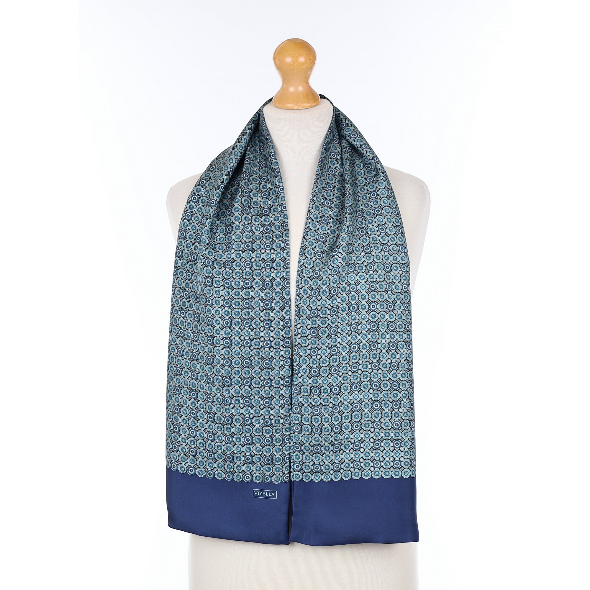 Viyella Blue Patterned Silk Scarf