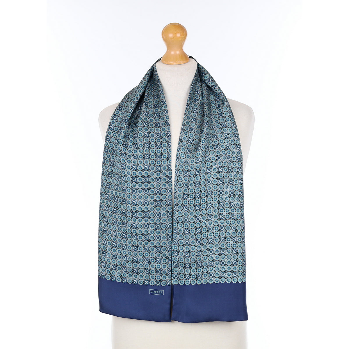 Viyella Blue Patterned Silk Scarf
