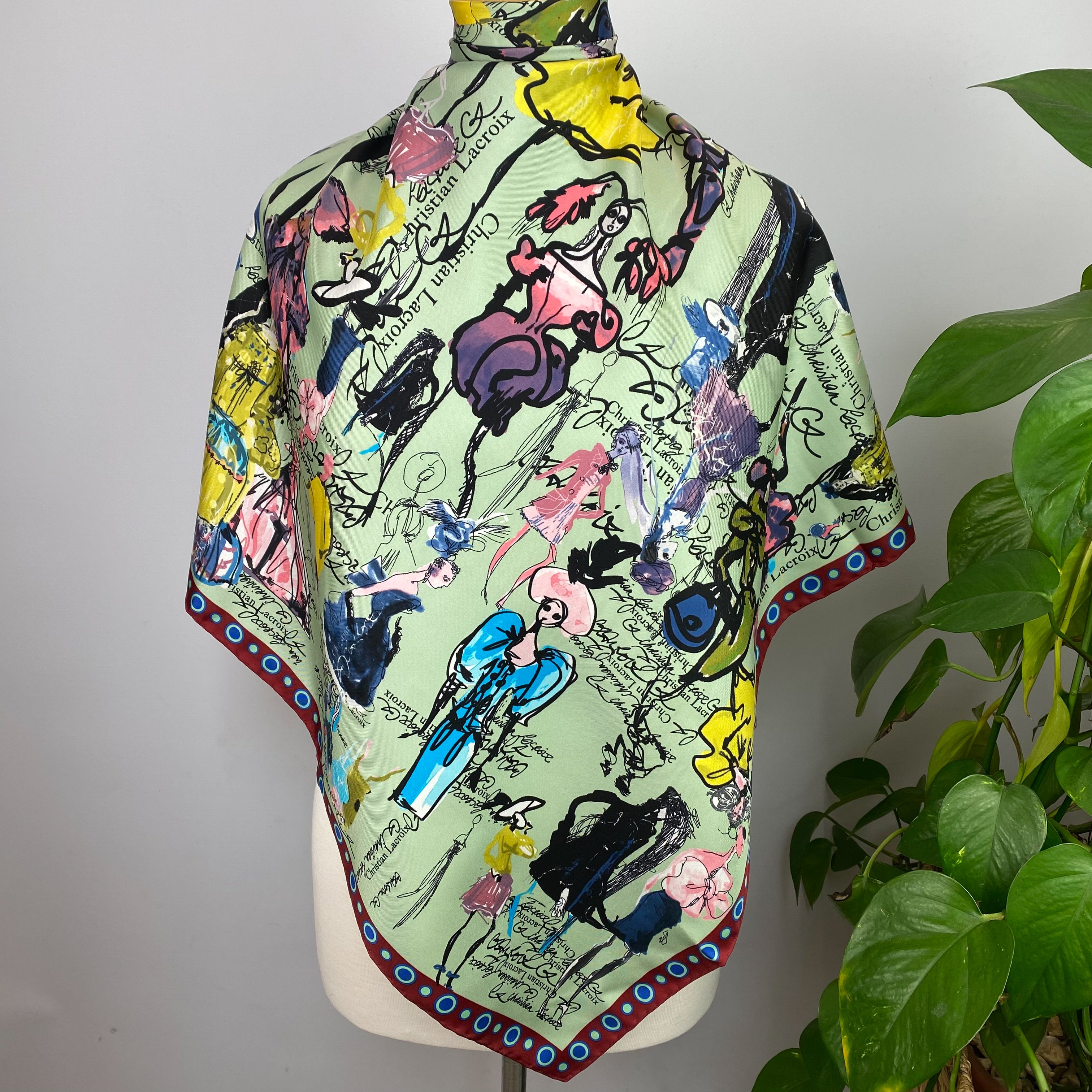 Brand New Christian Lacroix Graffiti Silk Scarf