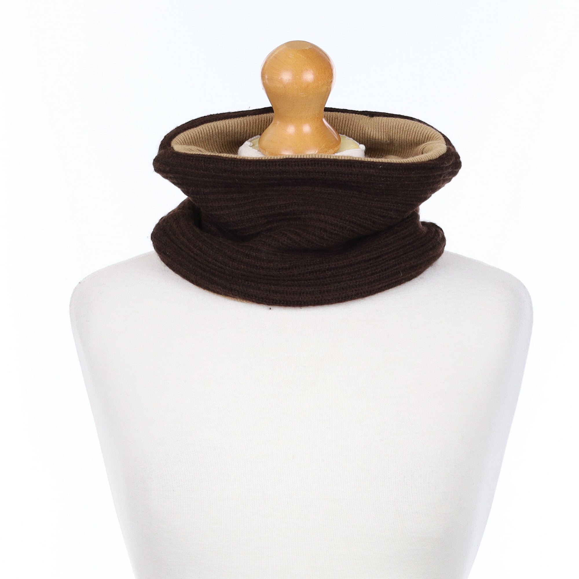 Chocolate Rib & Camel Brown  Neck Warmer