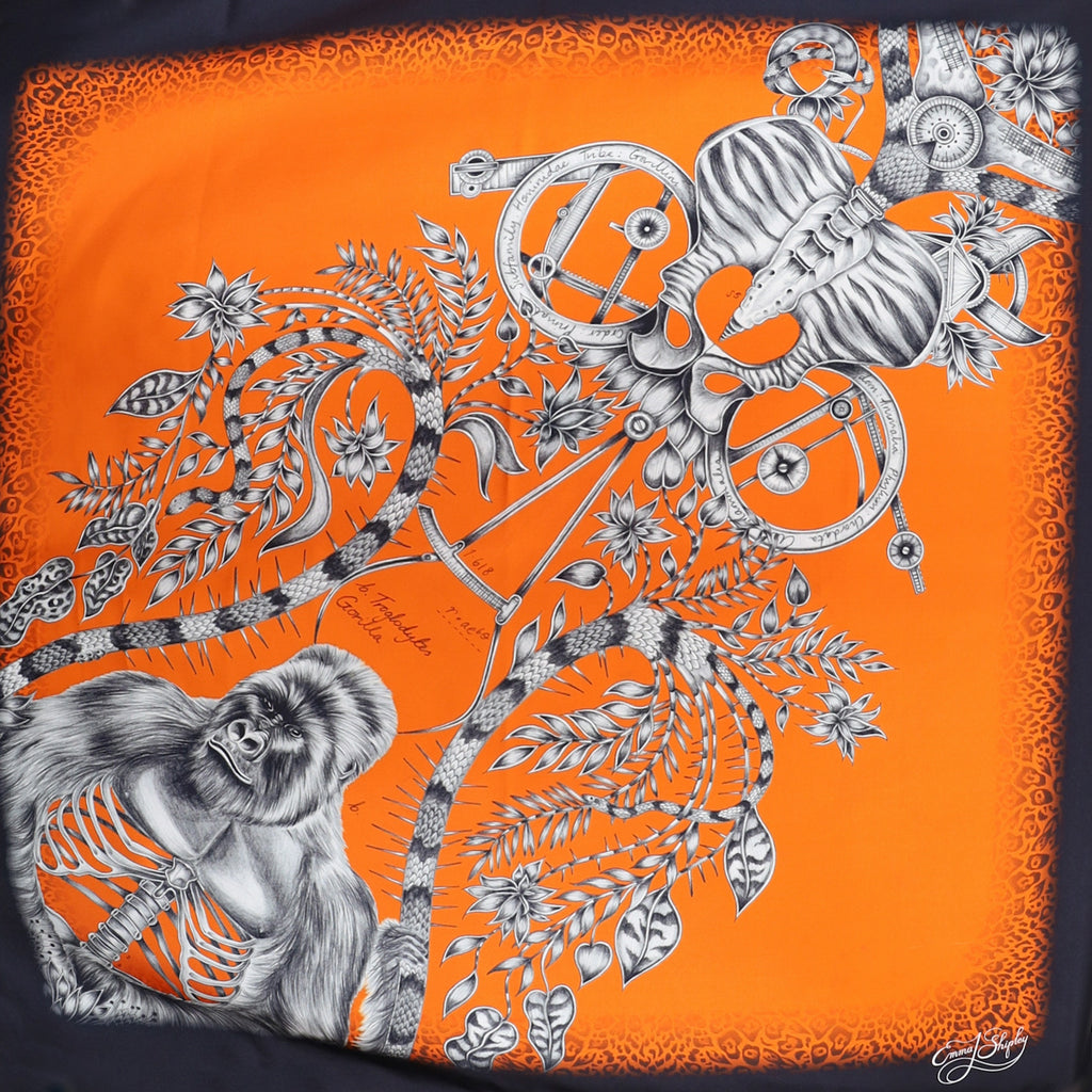 Designer Emma Shipley Orange Silk Scarf