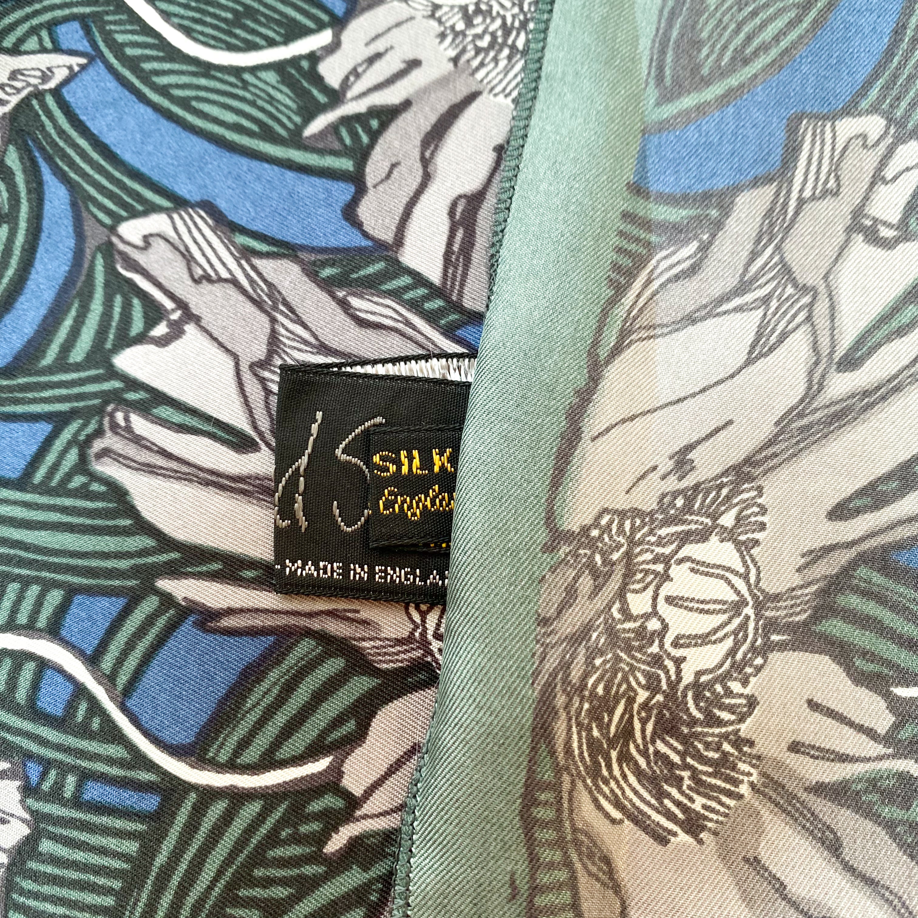 Green Blue Grey Beckford Silk Scarf