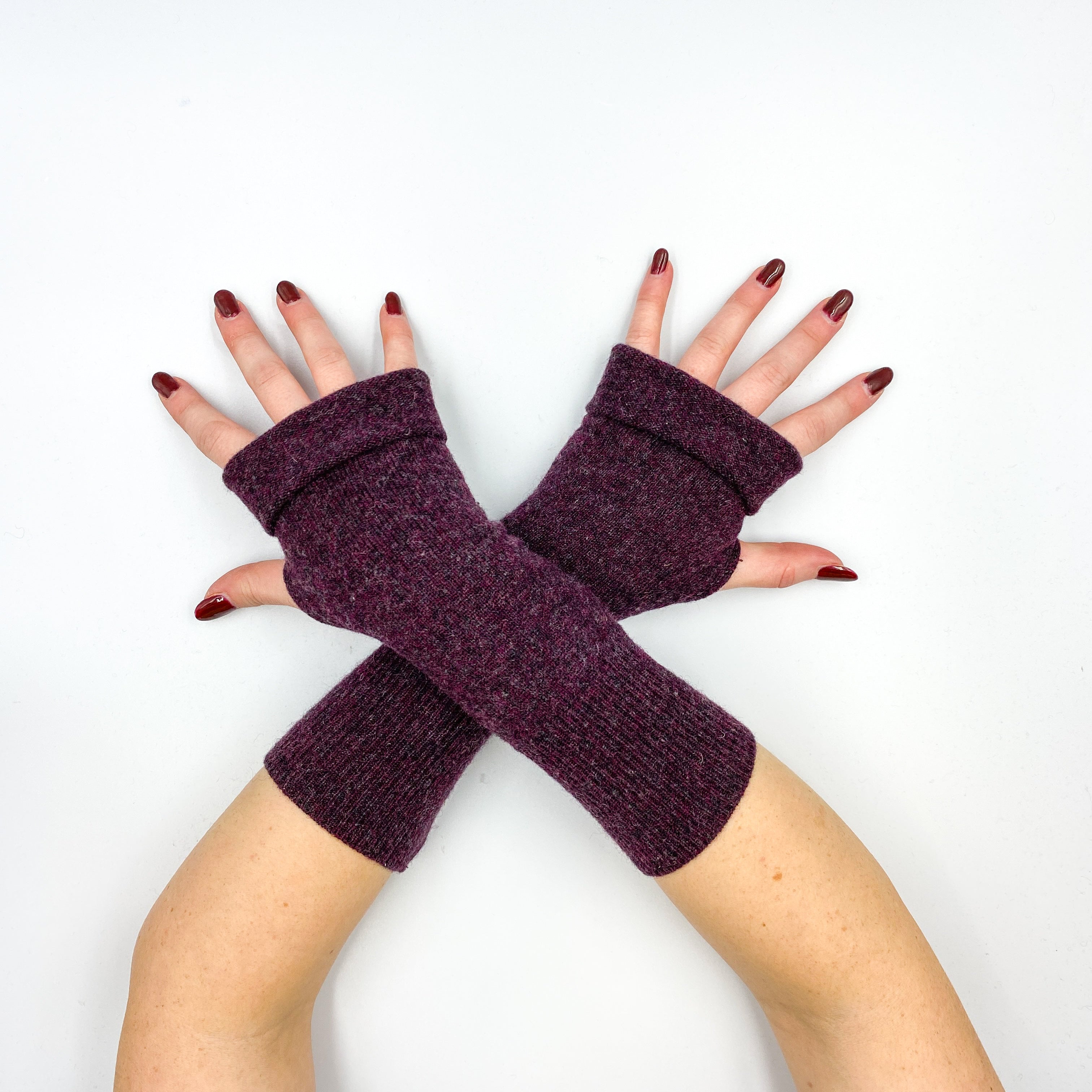 Deepest Purple Marl Fingerless Gloves