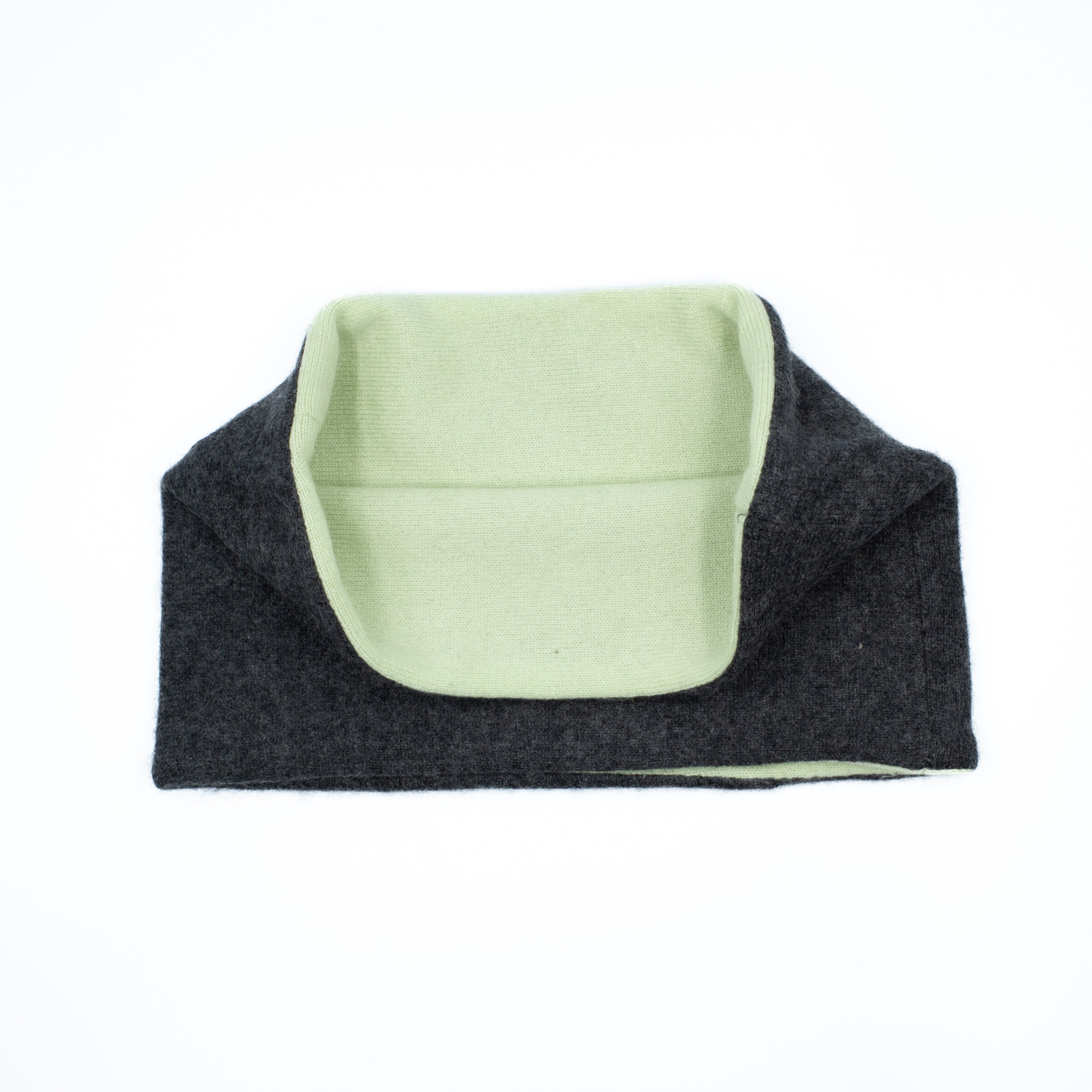 Charcoal Grey and Lime Green Cashmere Neck Warmer